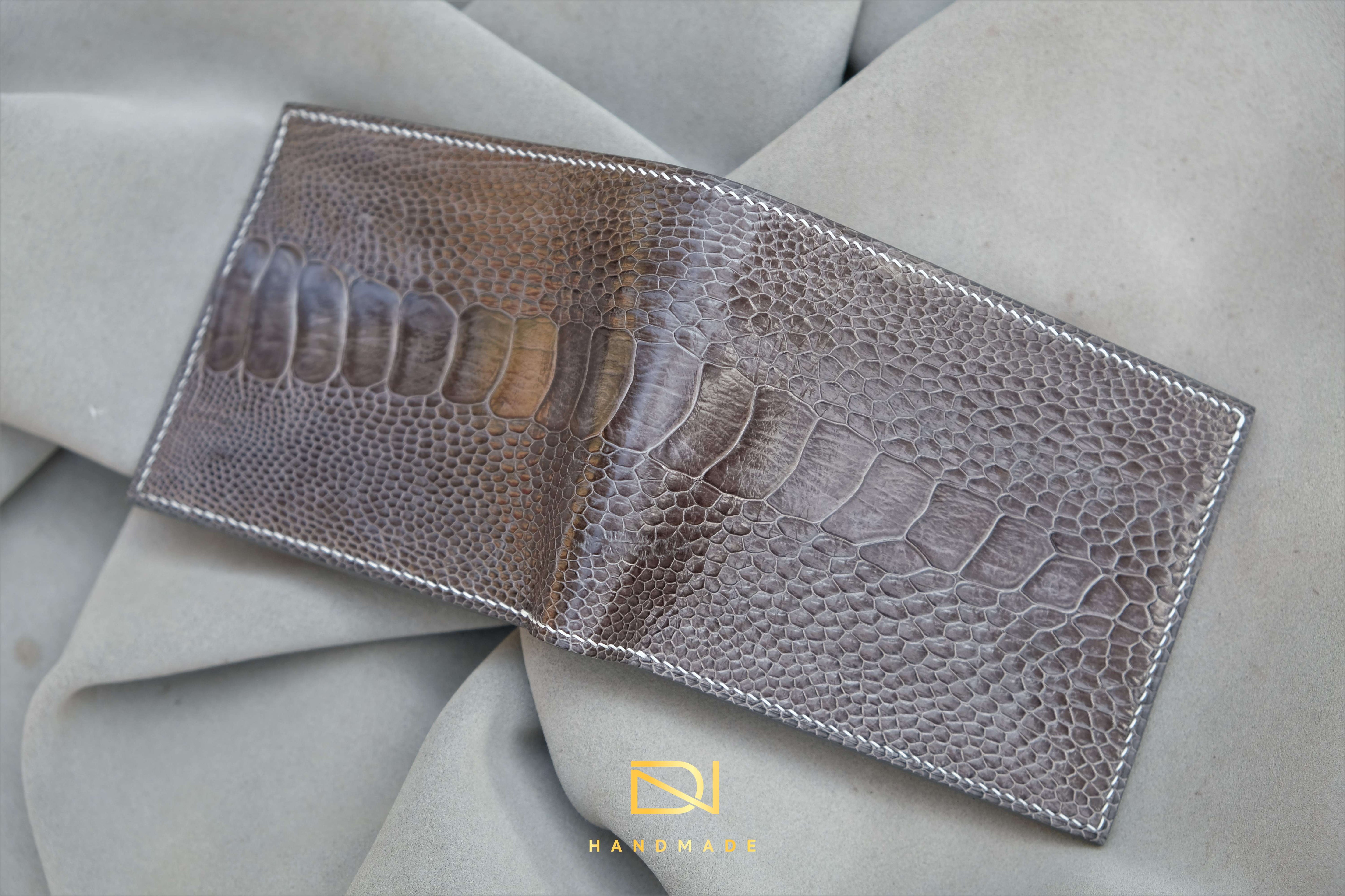 Made-to-Order Gray Ostrich Leather Wallet