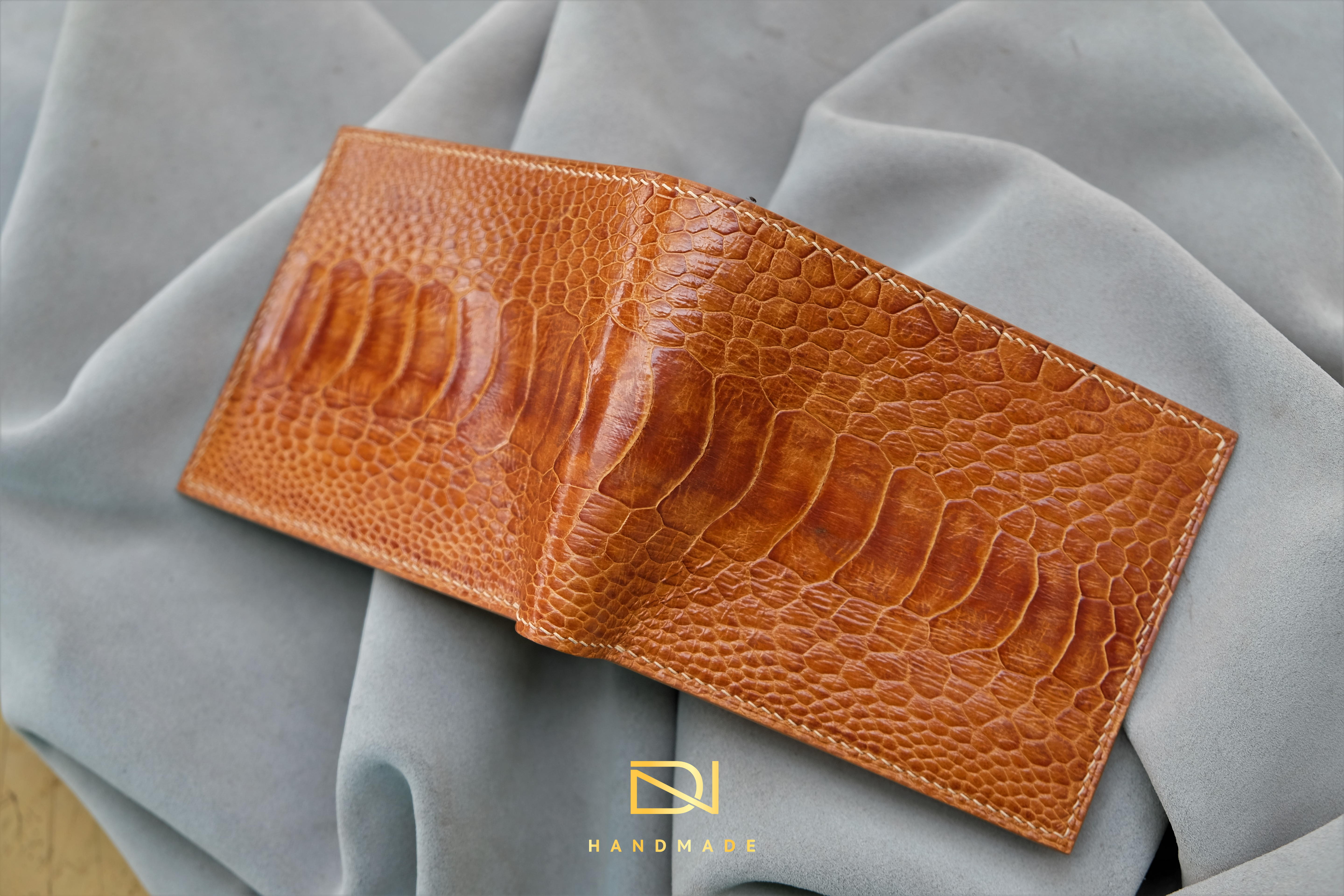 Made-to-Order Ostrich Leather Wallet Gold