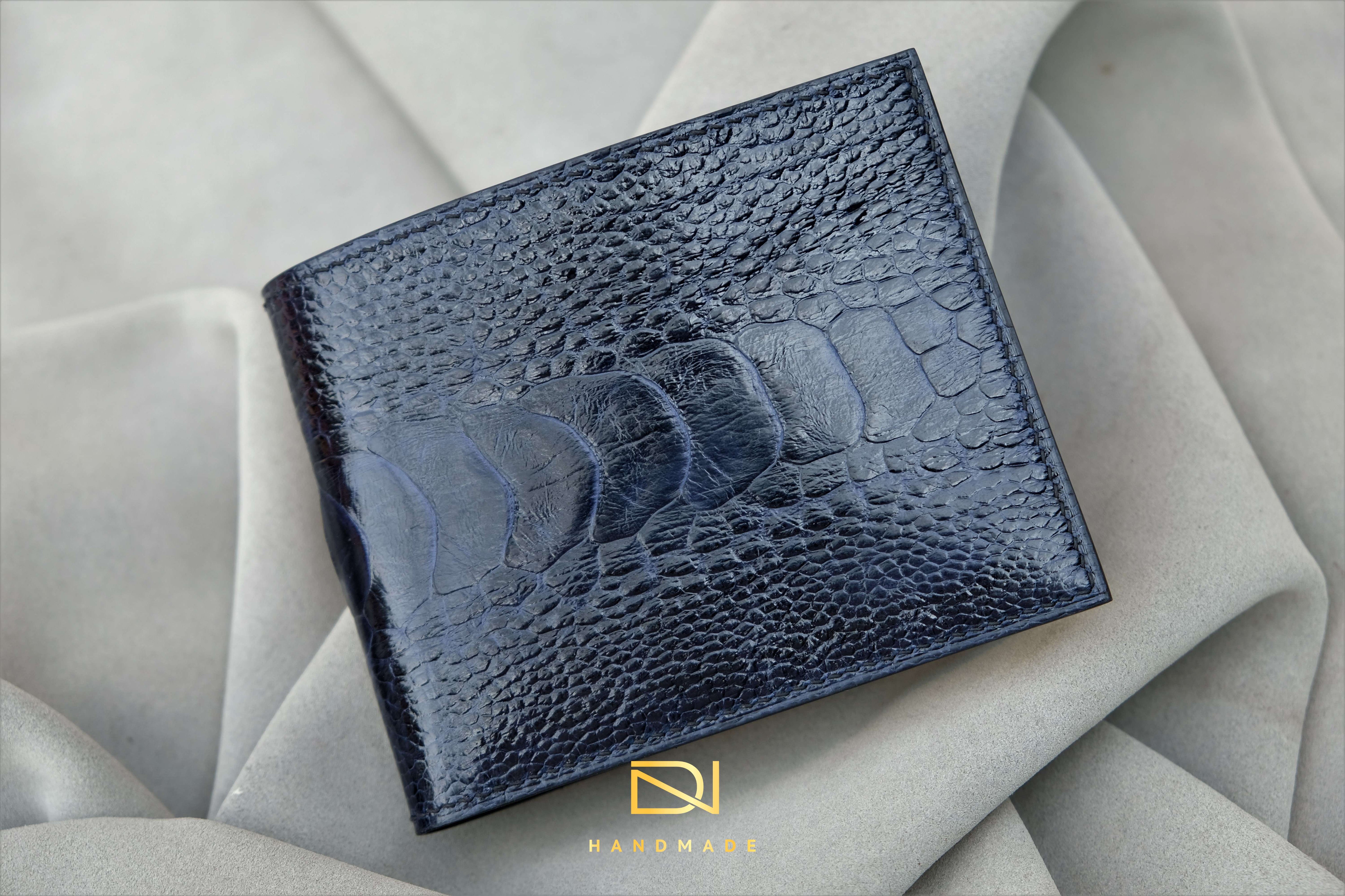Made-to-Order Navy Ostrich Leather Wallet