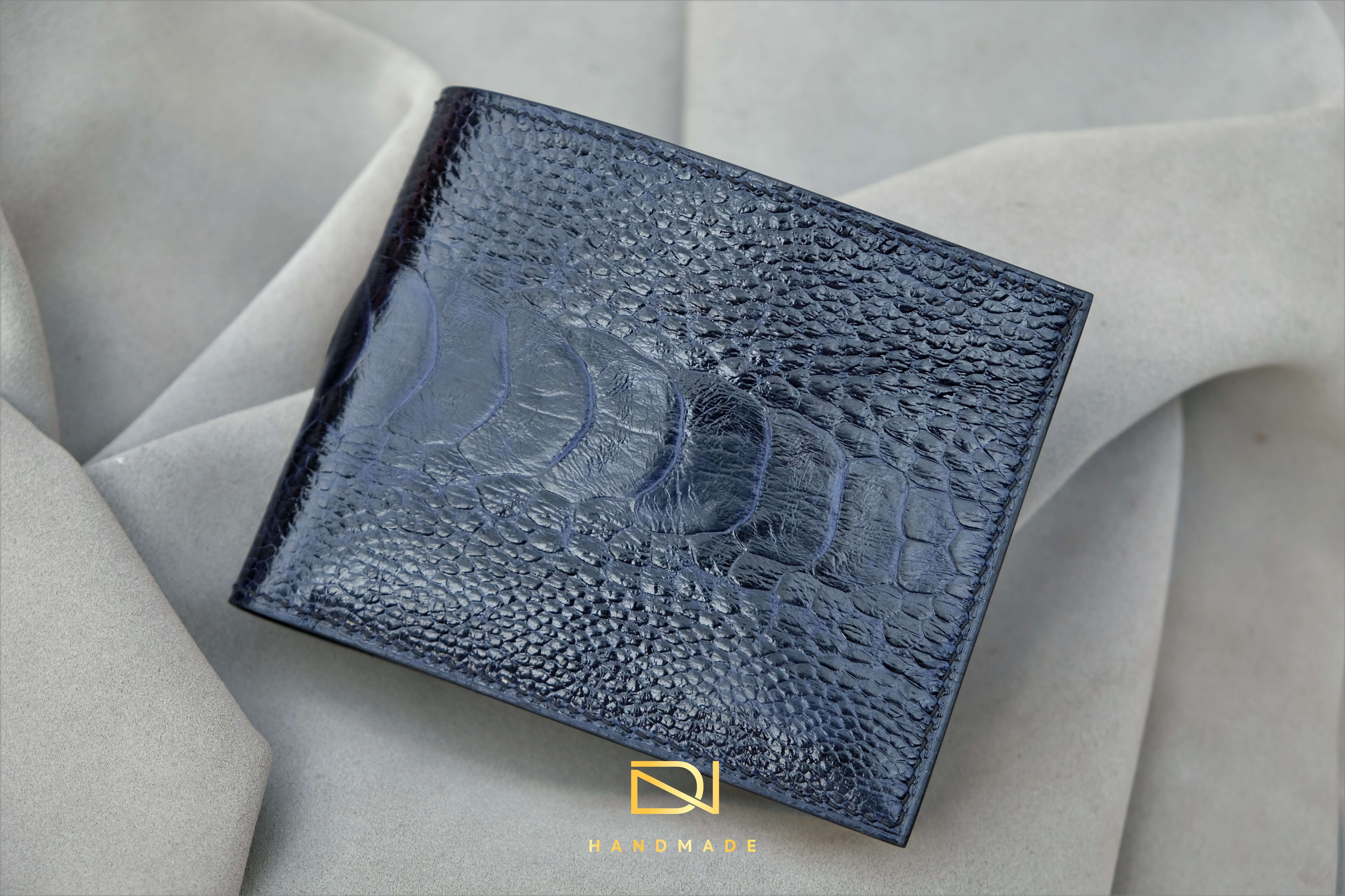 Made-to-Order Navy Ostrich Leather Wallet