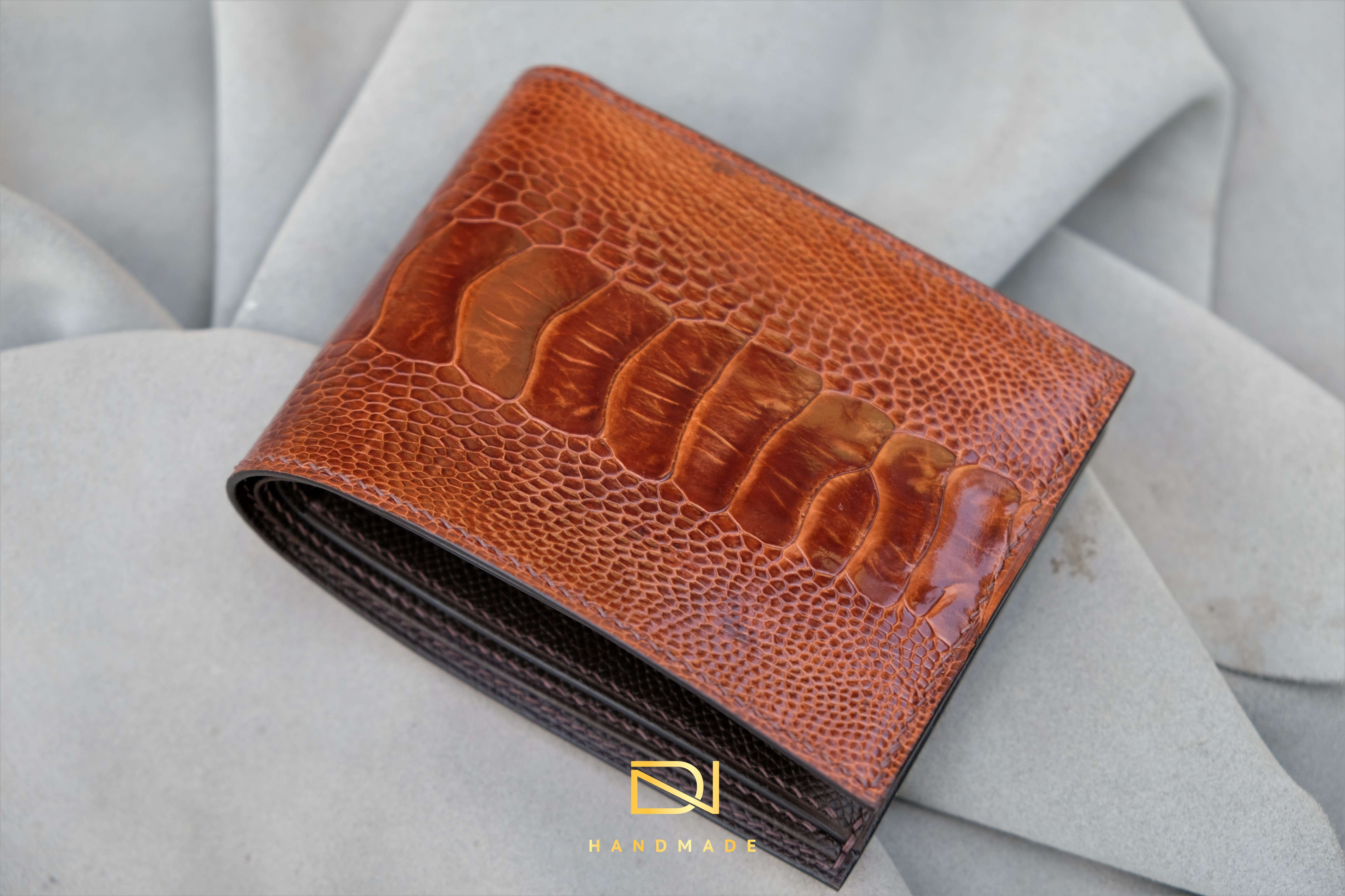 Made-to-Order Brown Ostrich Leather Wallet