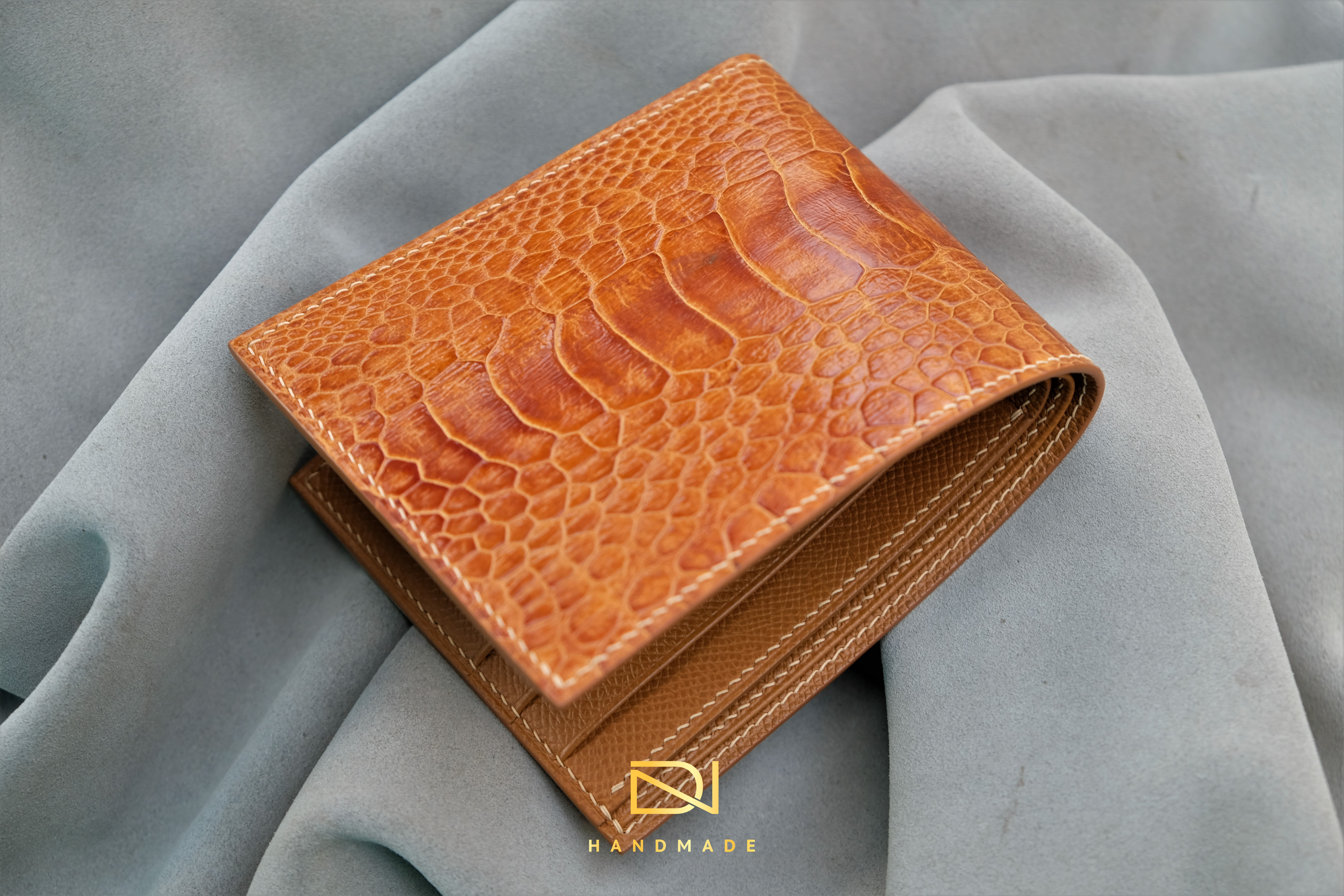 Made-to-Order Ostrich Leather Wallet Gold