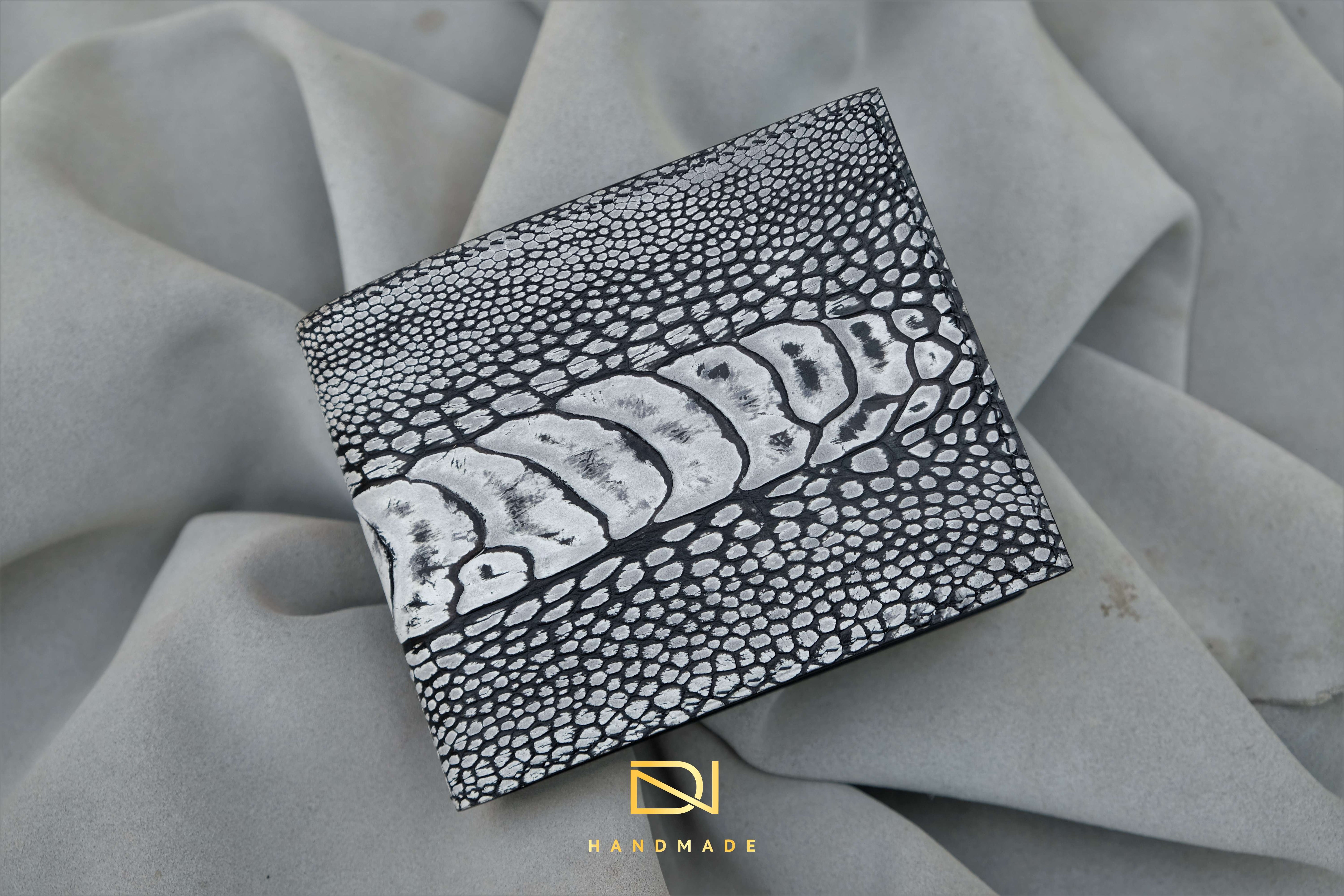 Made-to-Order Grey Nubuck Ostrich Leather Wallet