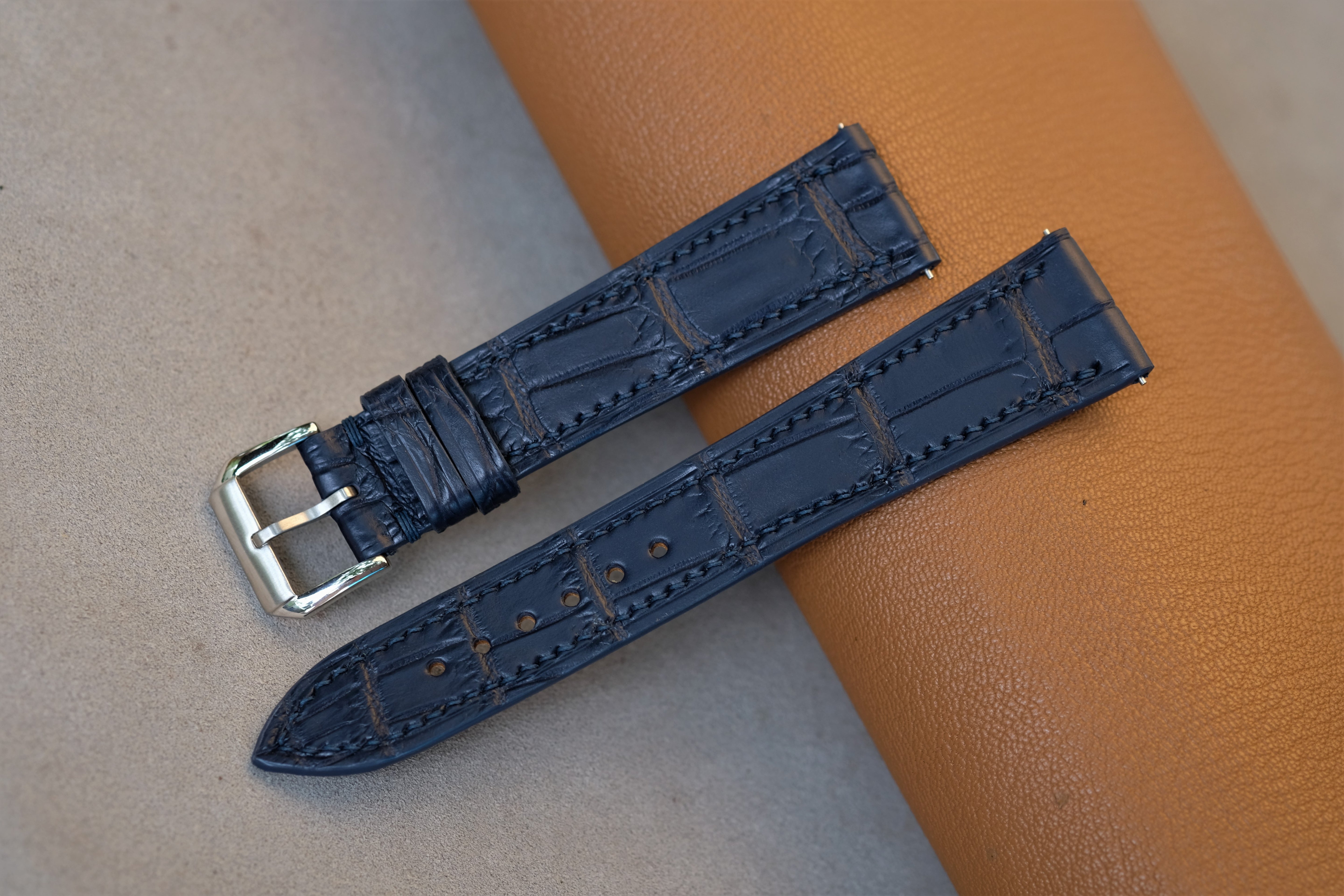 Dark Navy Alligator Leather Watch Strap