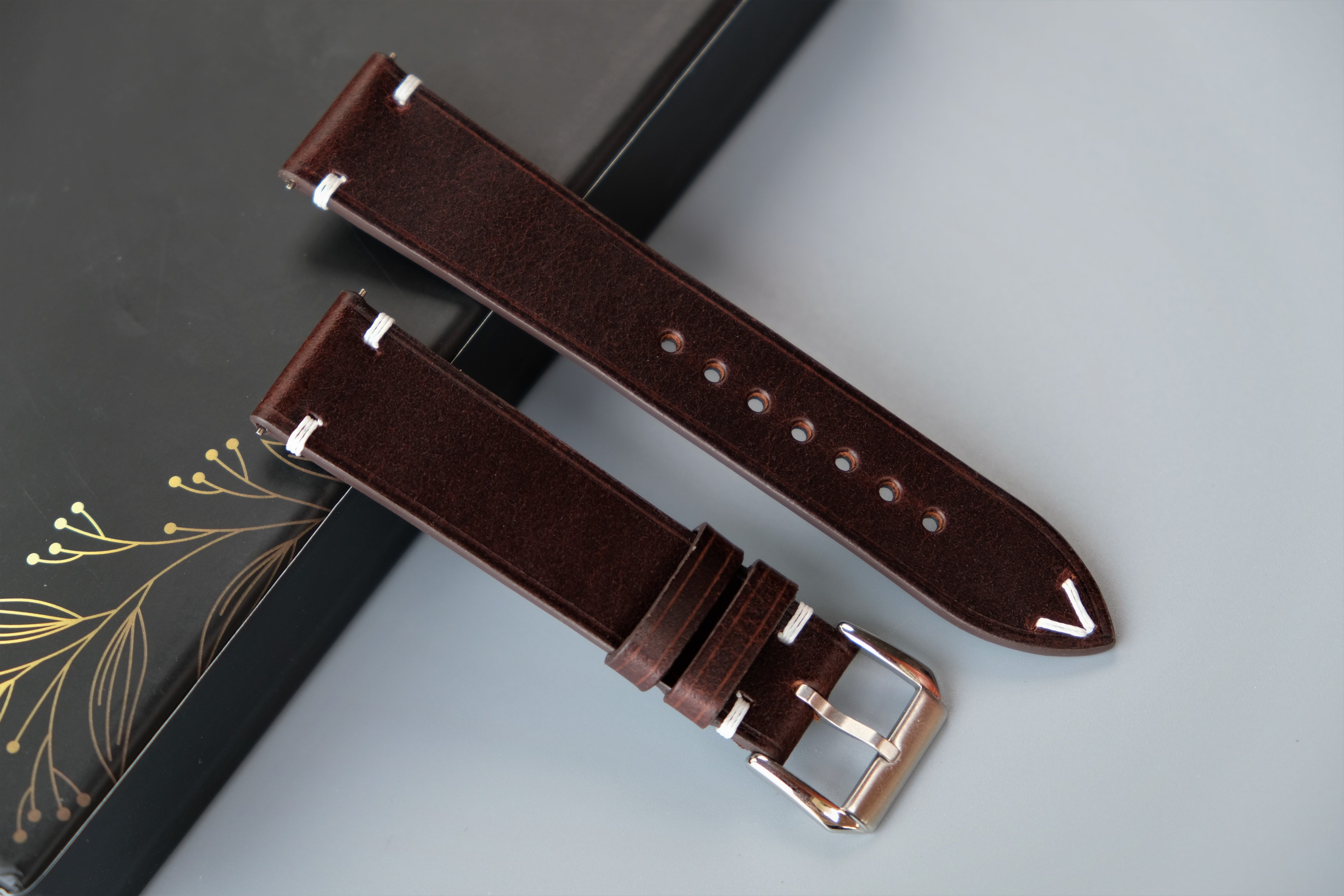 Chocolate Calfskin Leather Watch Strap