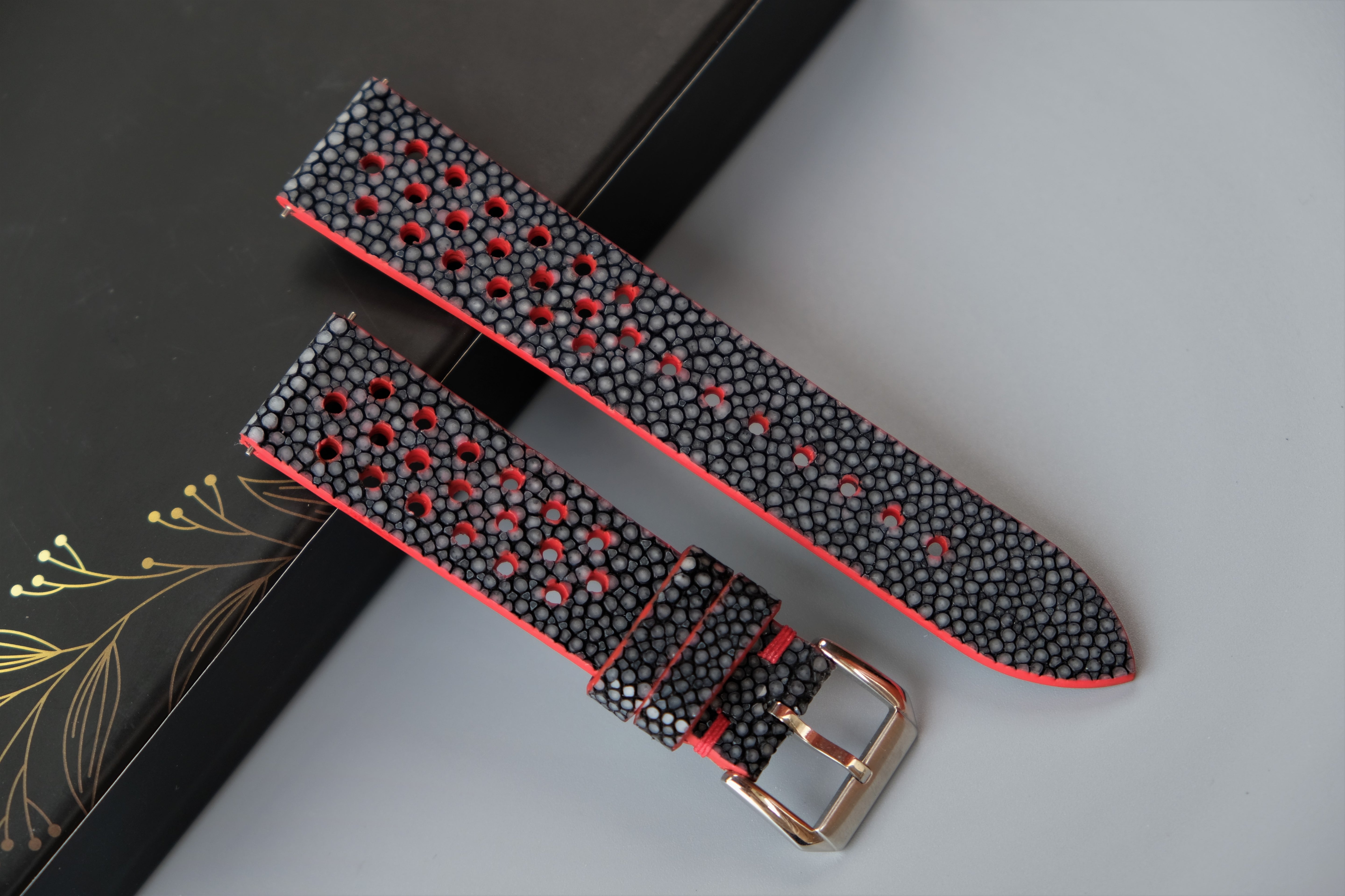 Black Stingray Leather Watch Strap