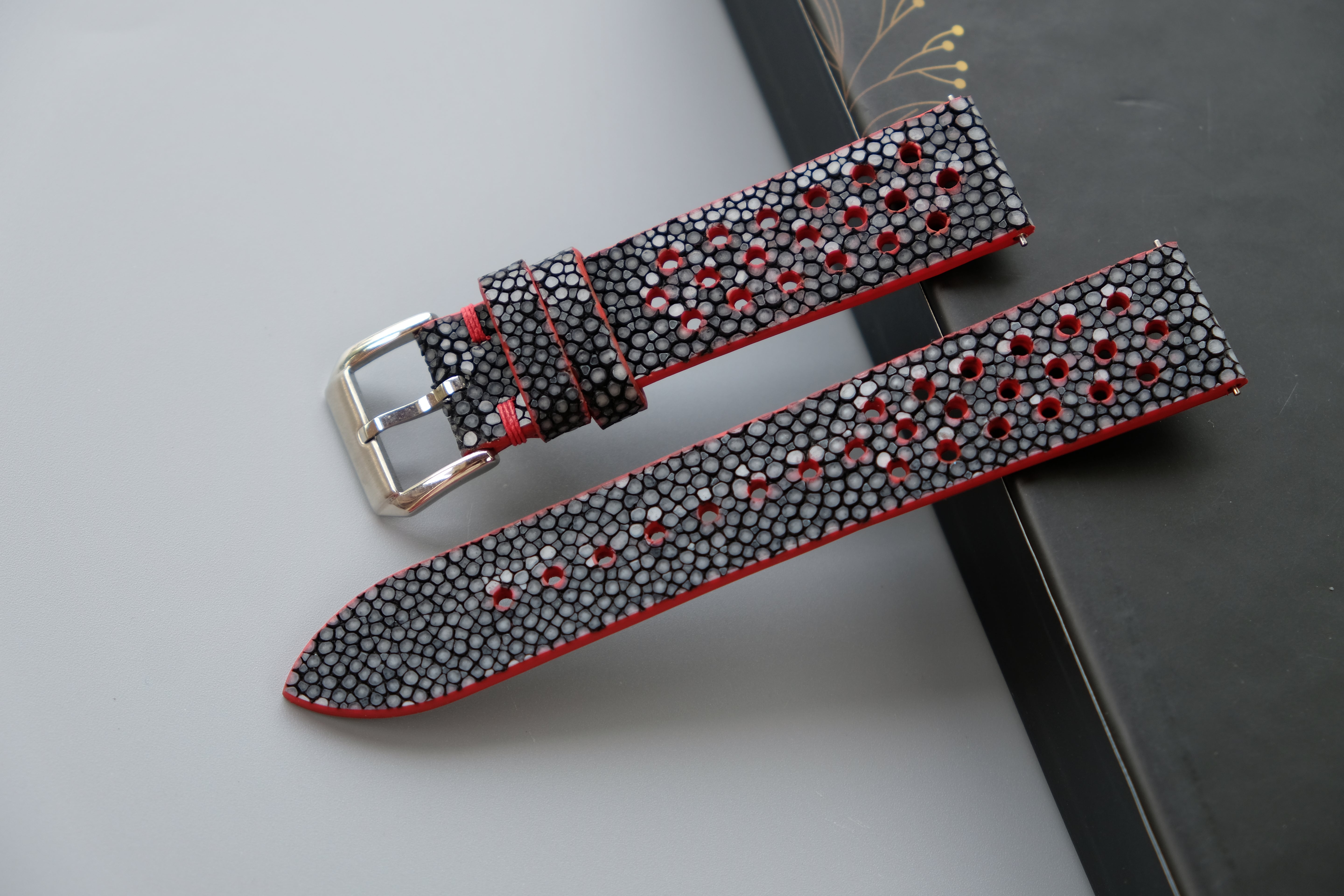 Black Stingray Leather Watch Strap