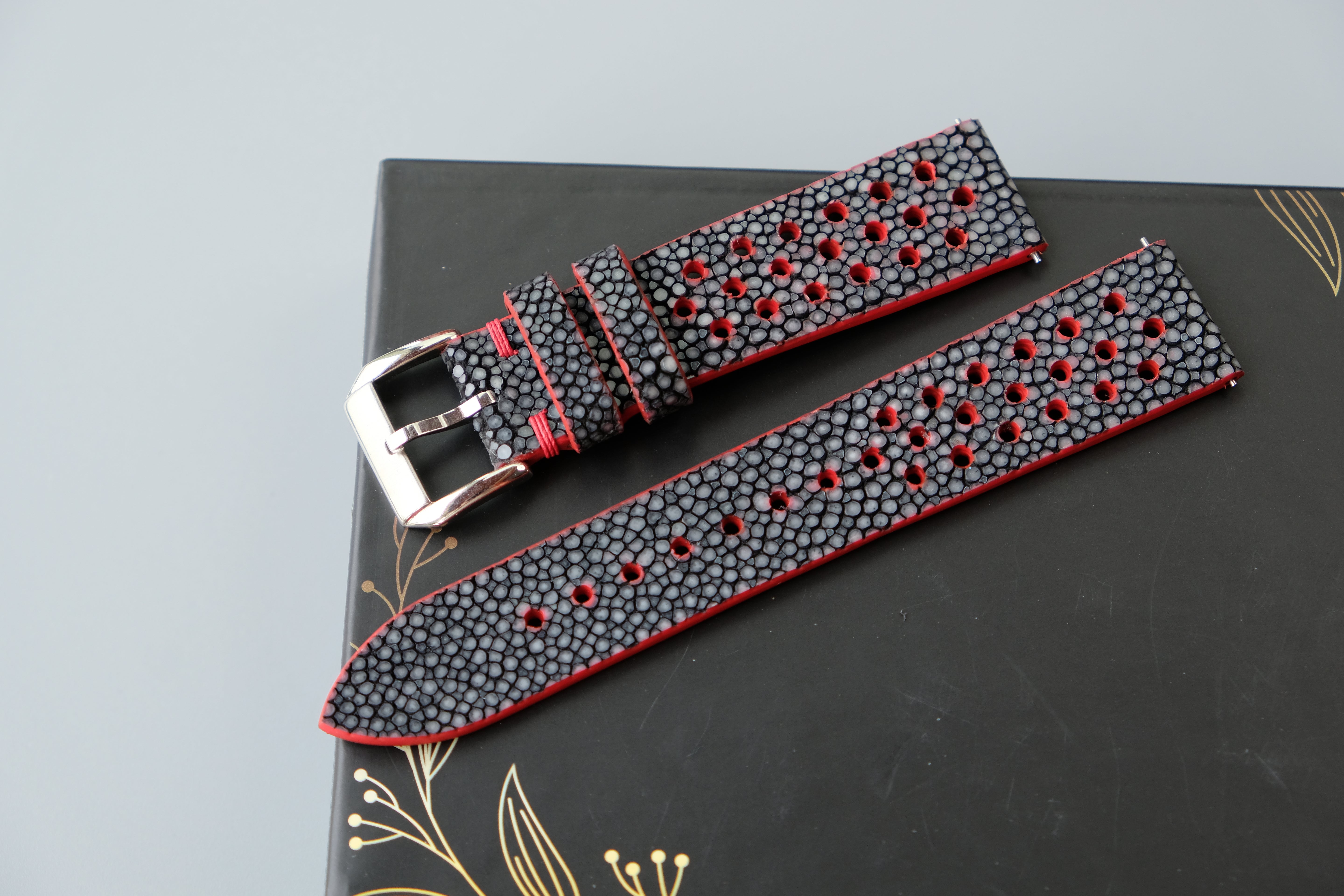 Black Stingray Leather Watch Strap