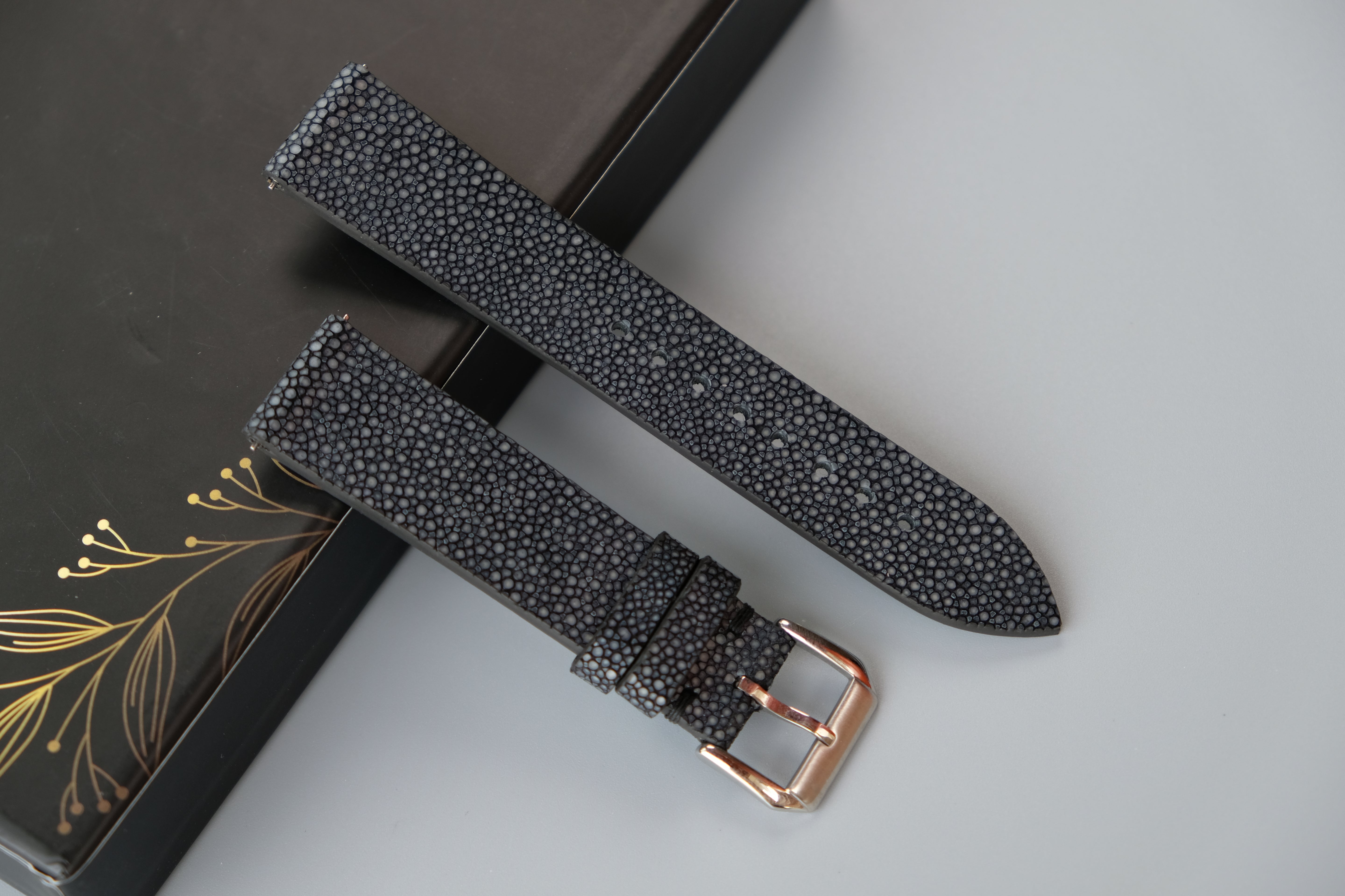 Black Stingray Leather Watch Strap