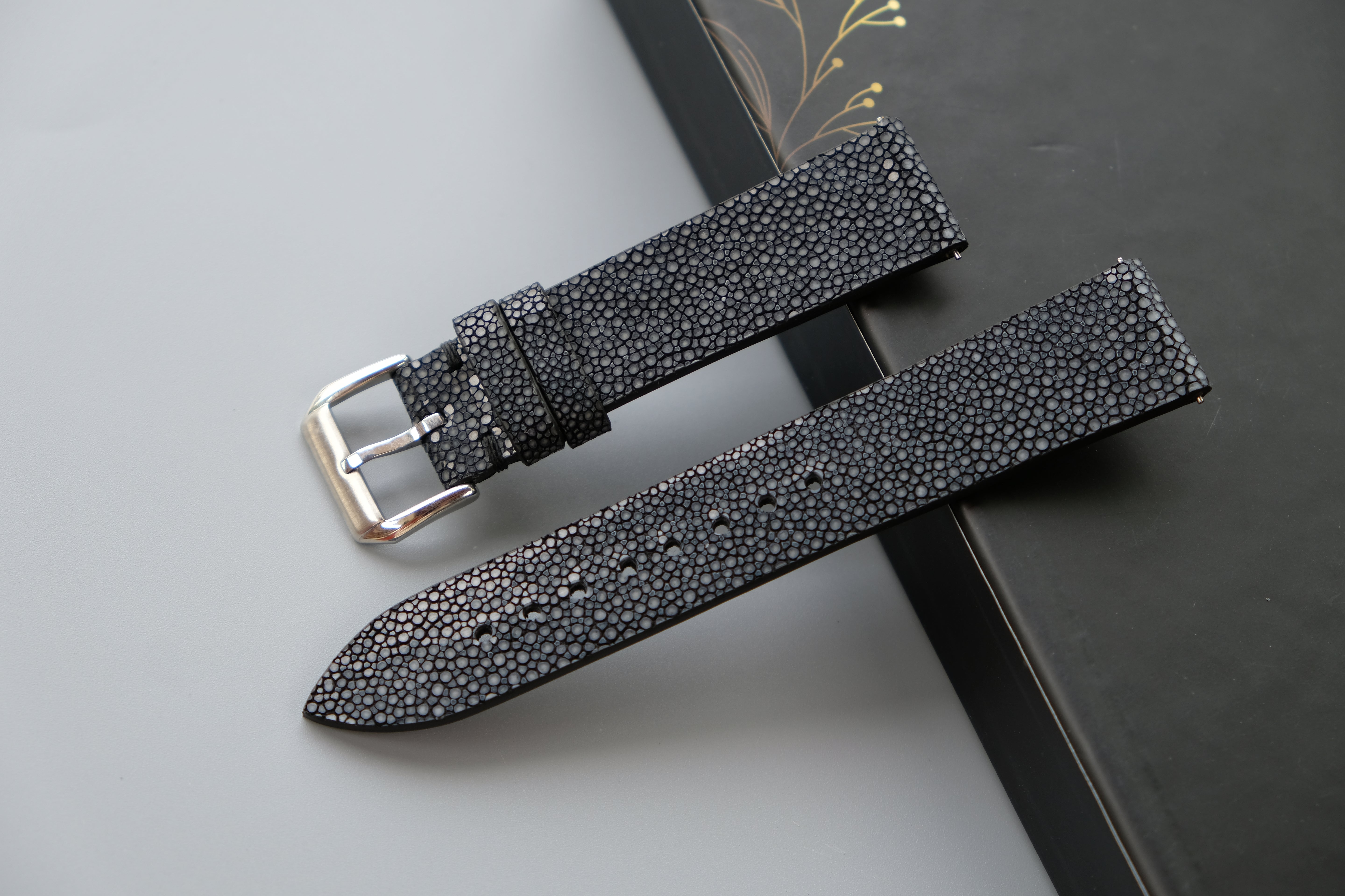Black Stingray Leather Watch Strap