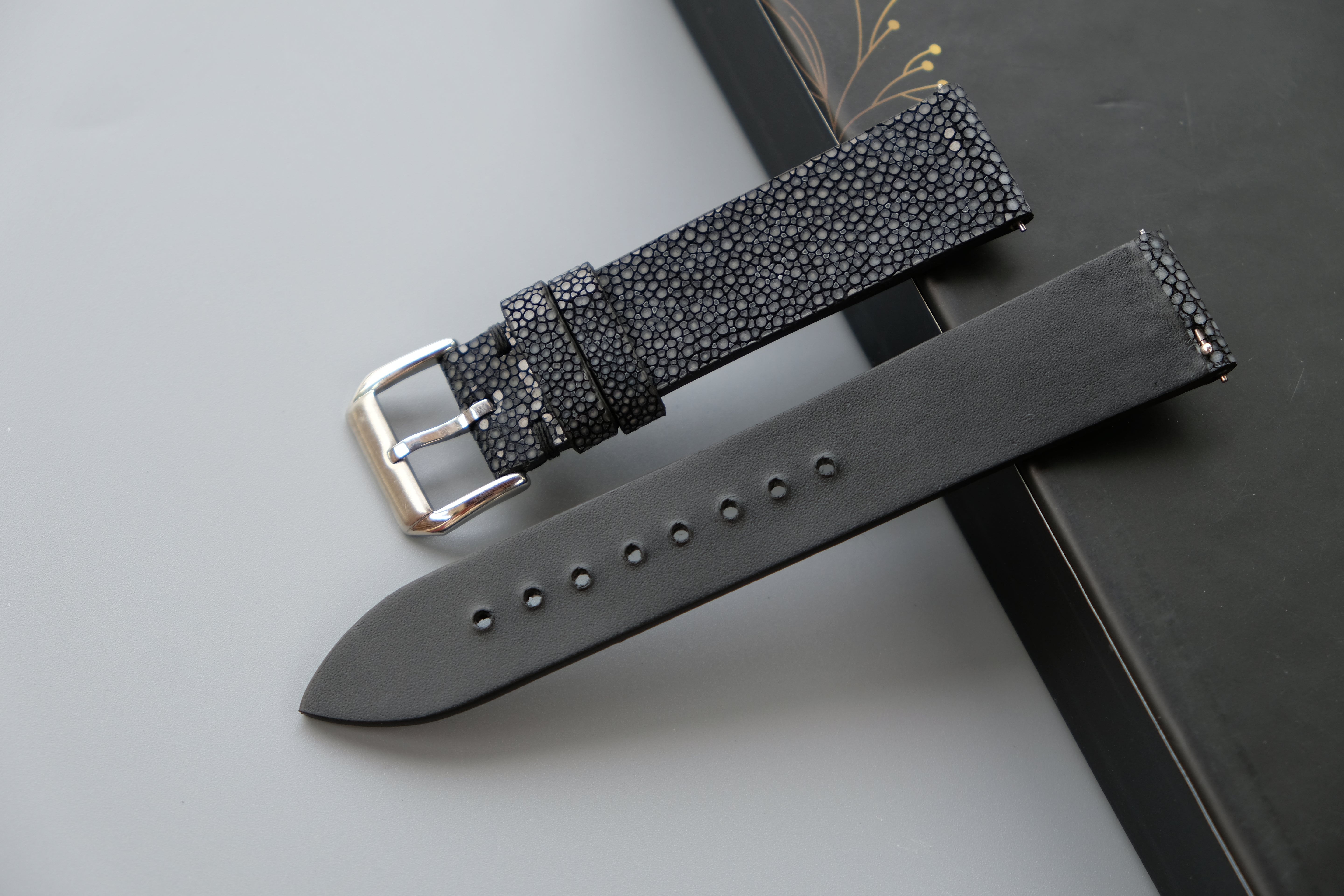 Black Stingray Leather Watch Strap