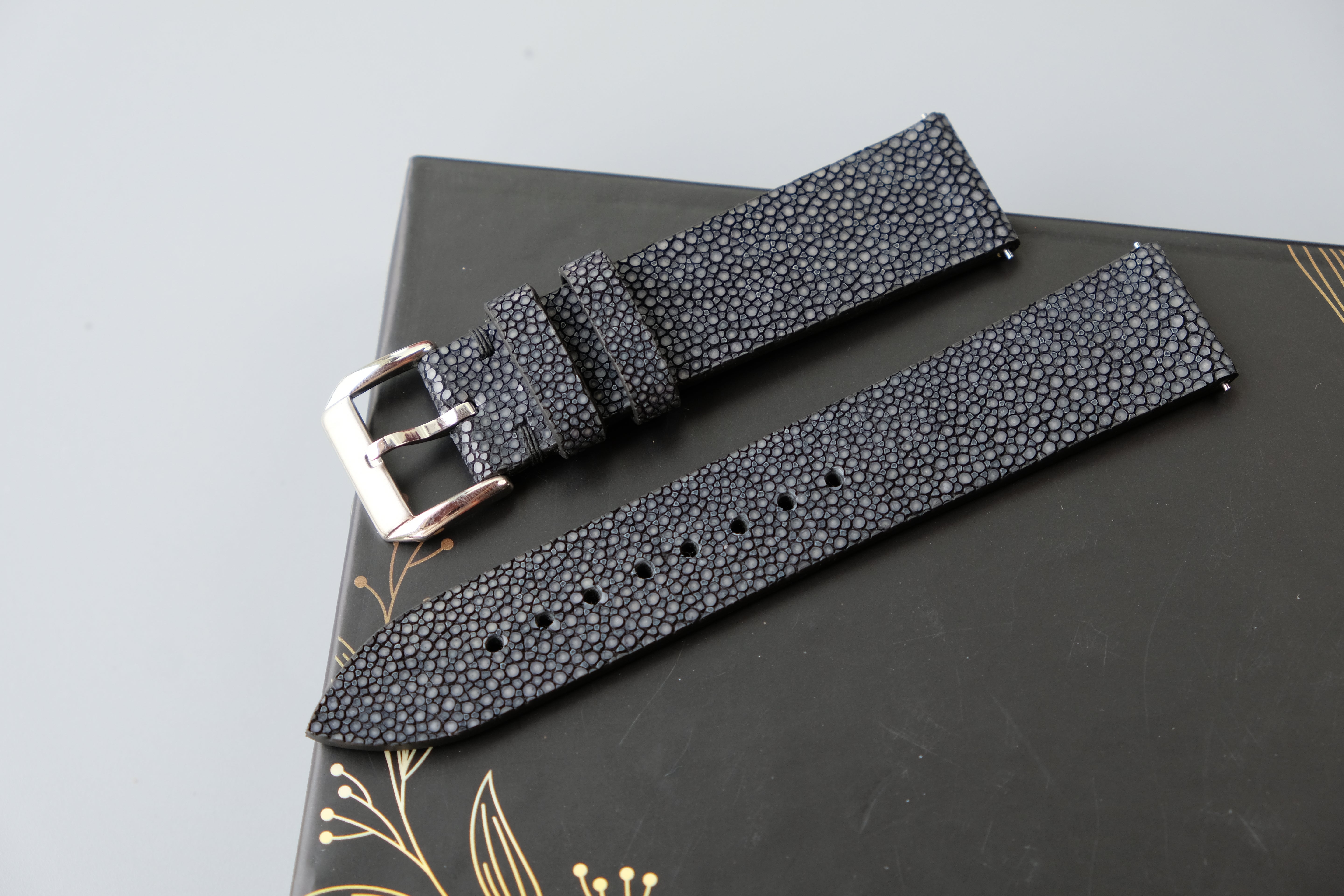 Black Stingray Leather Watch Strap