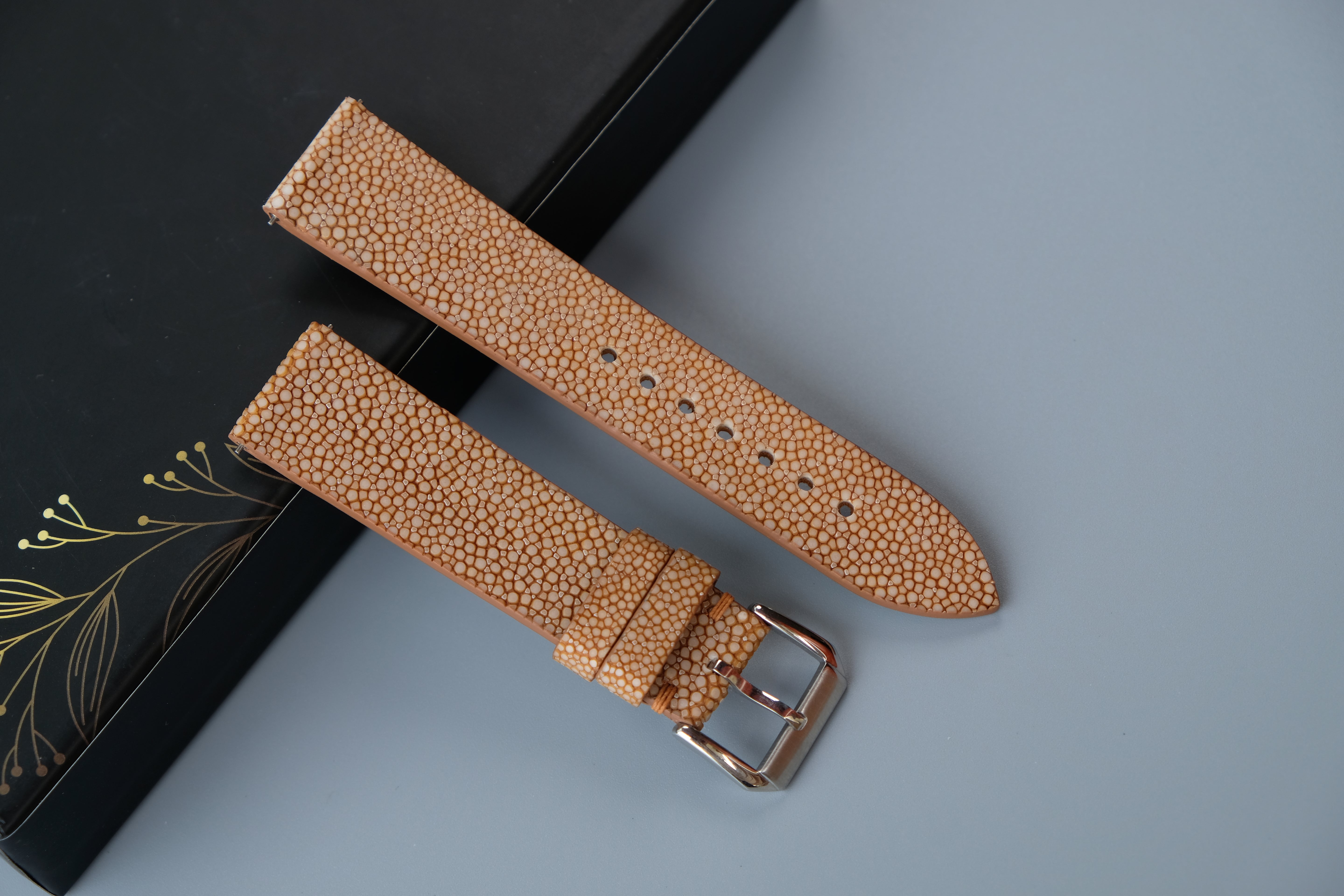 Gold Stingray Leather Watch Strap
