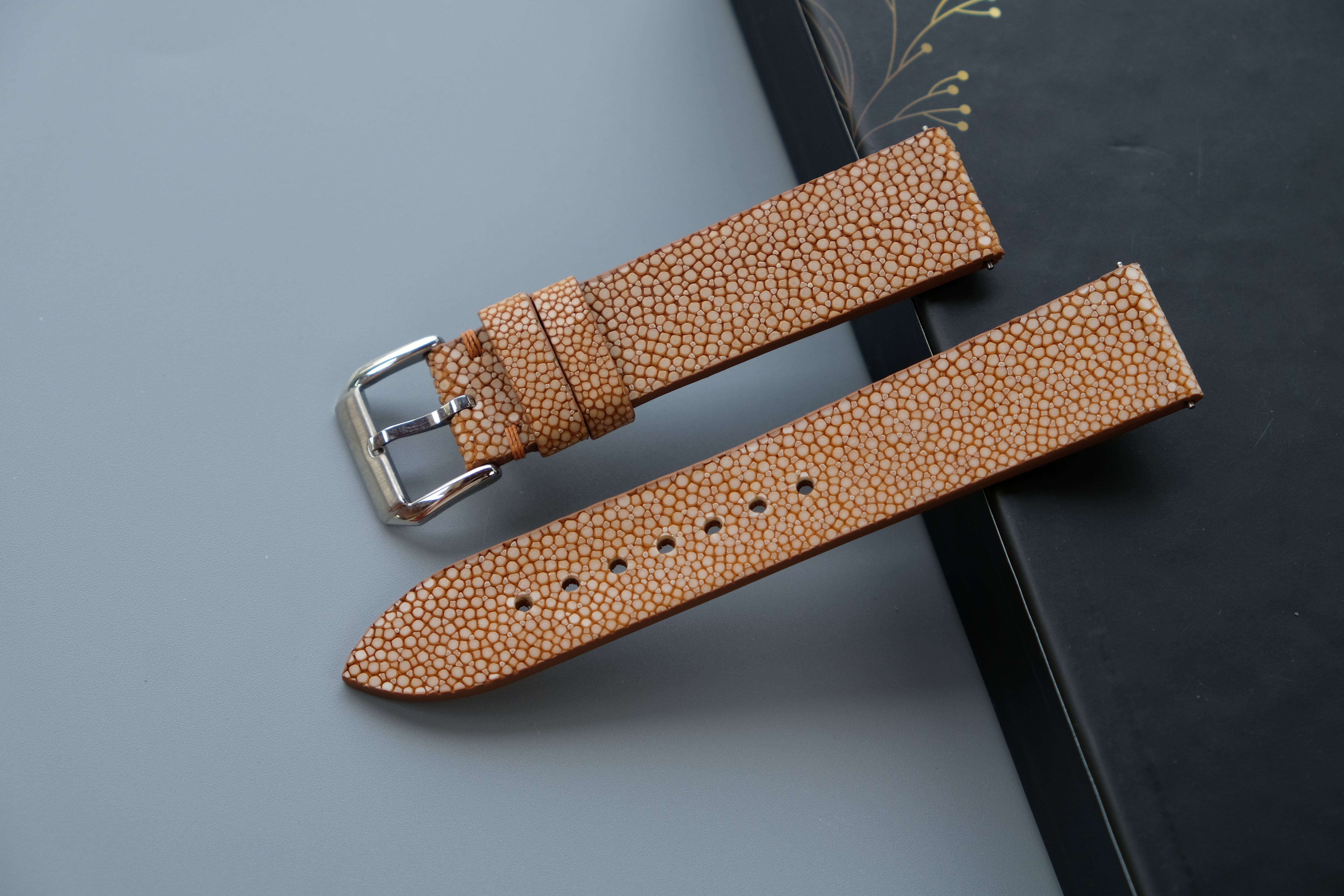 Gold Stingray Leather Watch Strap