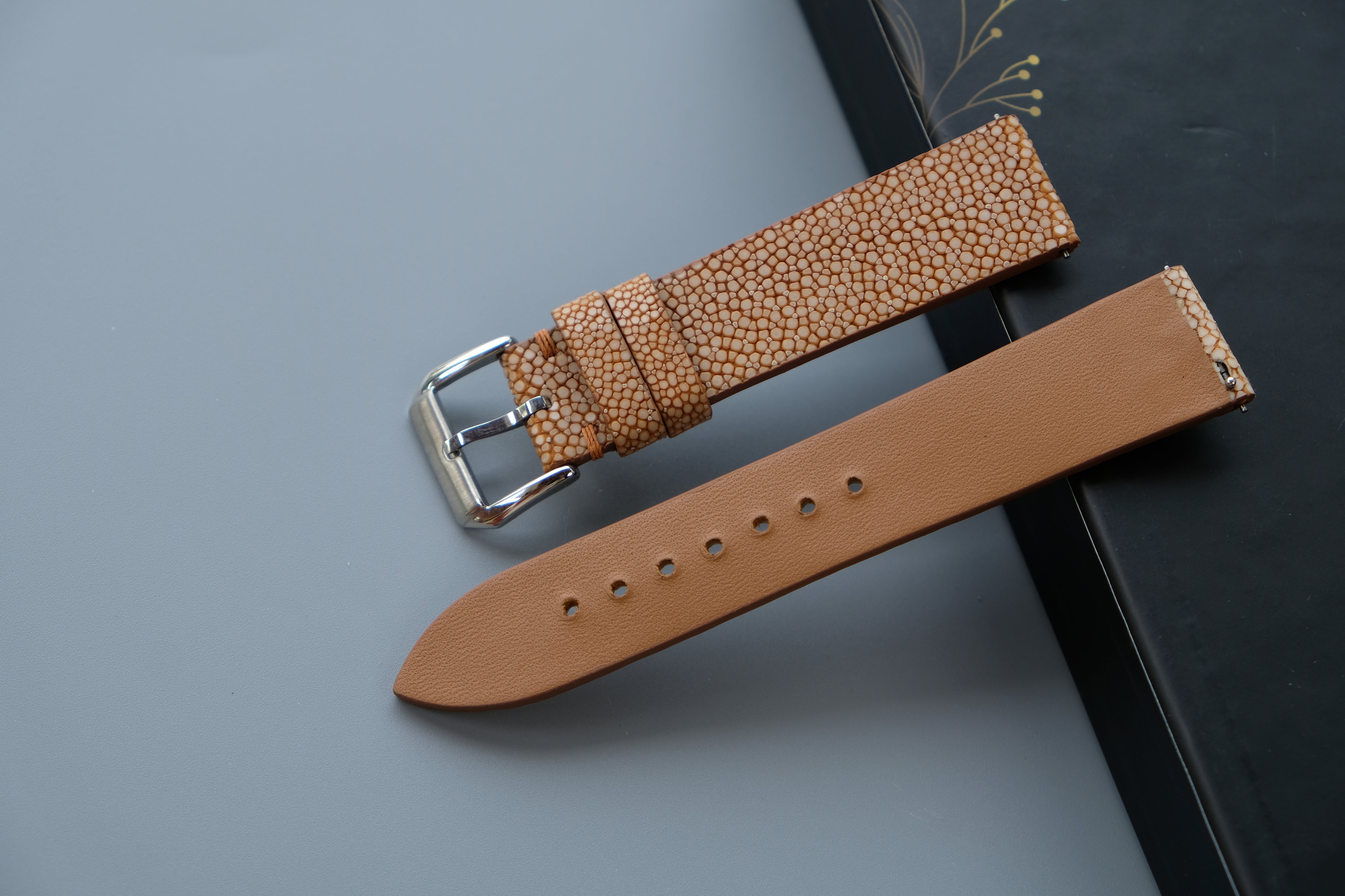 Gold Stingray Leather Watch Strap