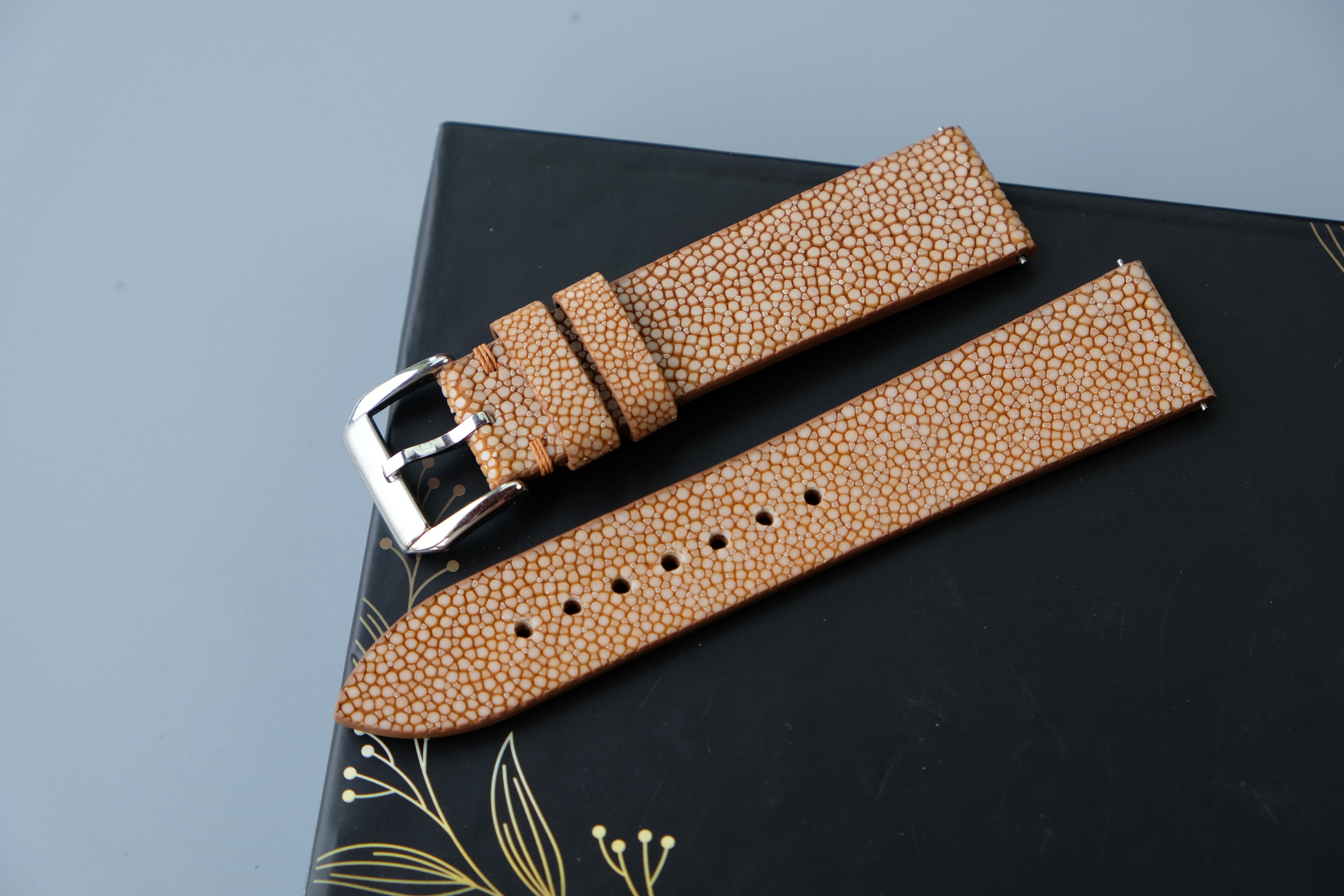 Gold Stingray Leather Watch Strap