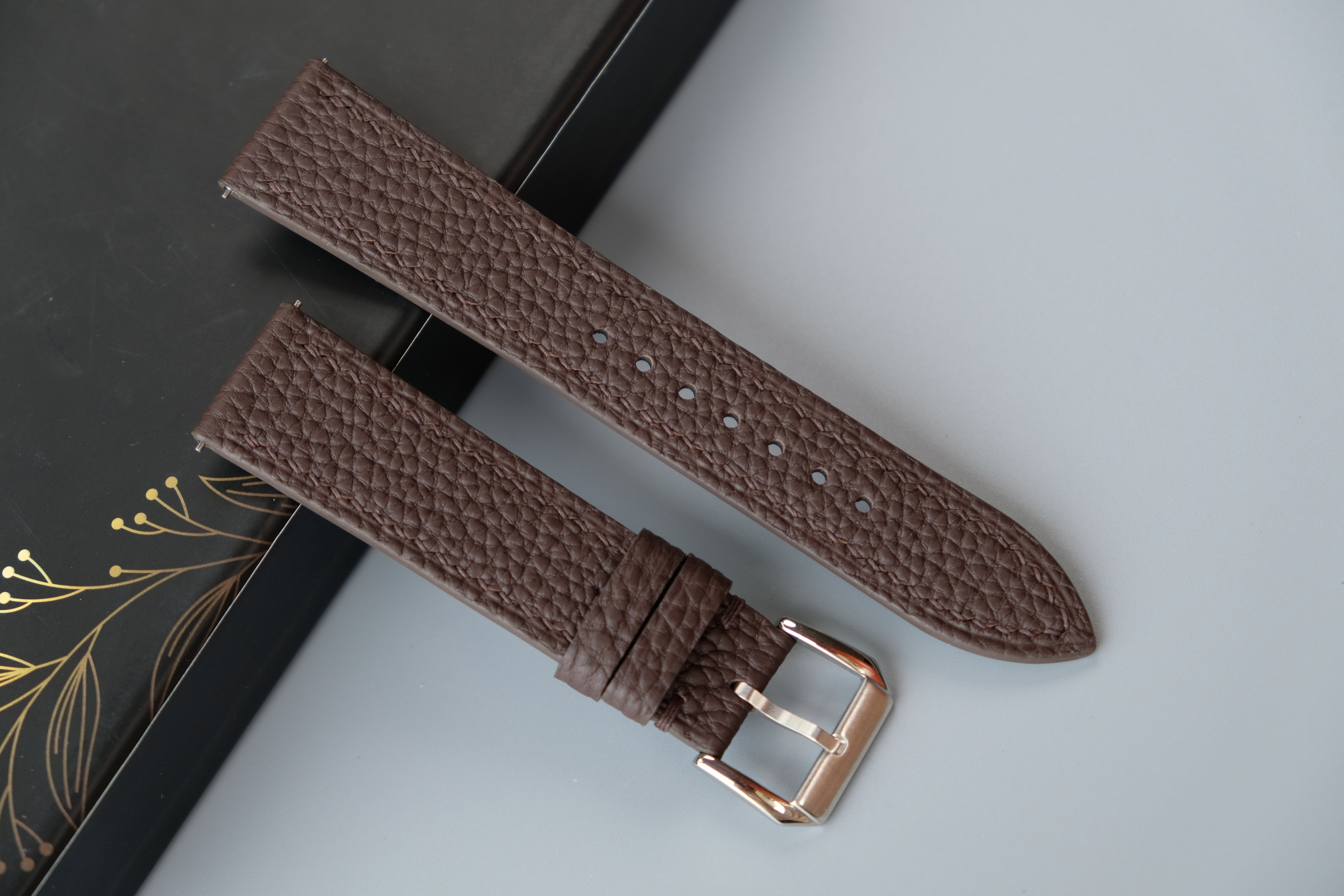 Chocolate Togo Leather Watch Strap