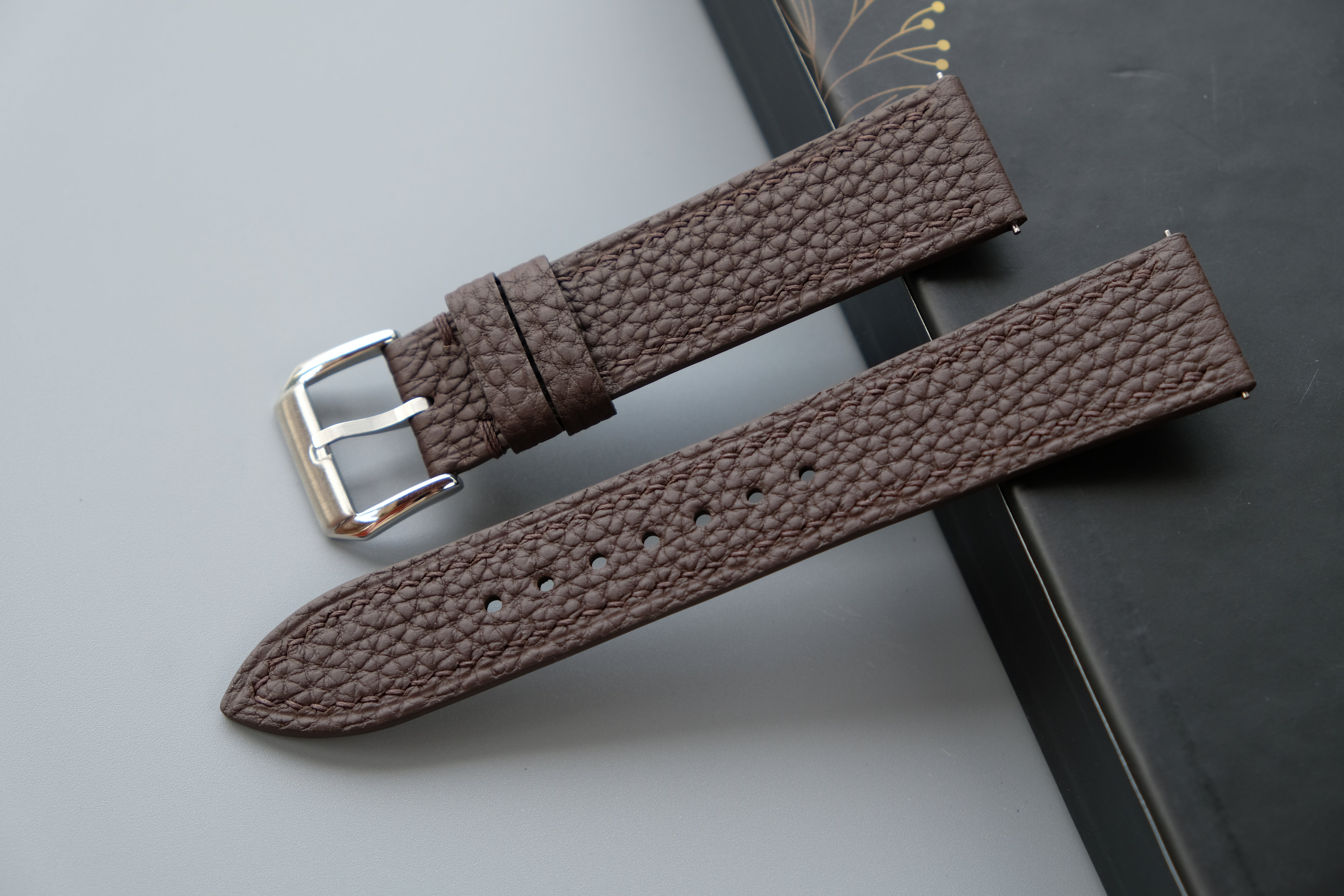 Chocolate Togo Leather Watch Strap