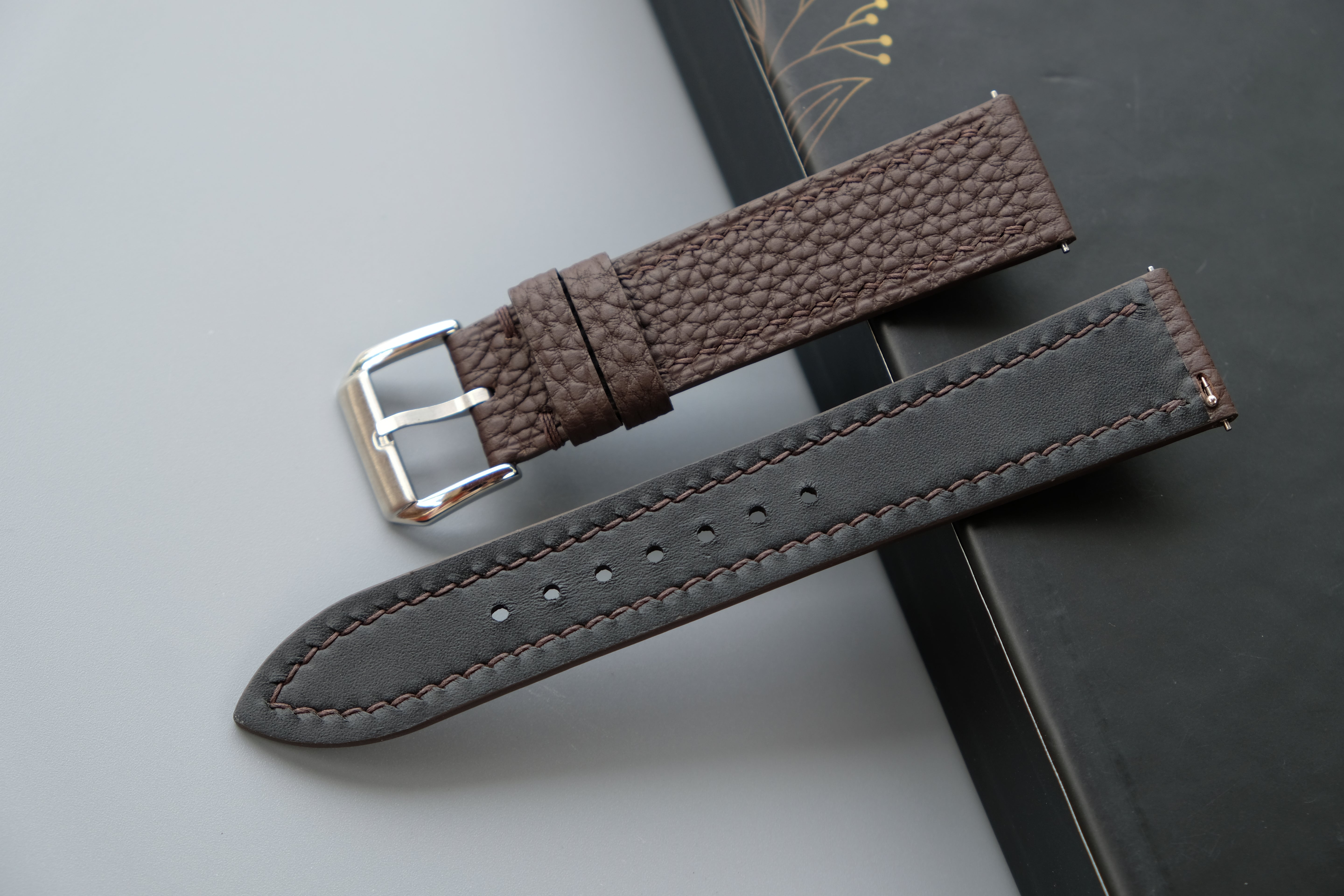 Chocolate Togo Leather Watch Strap