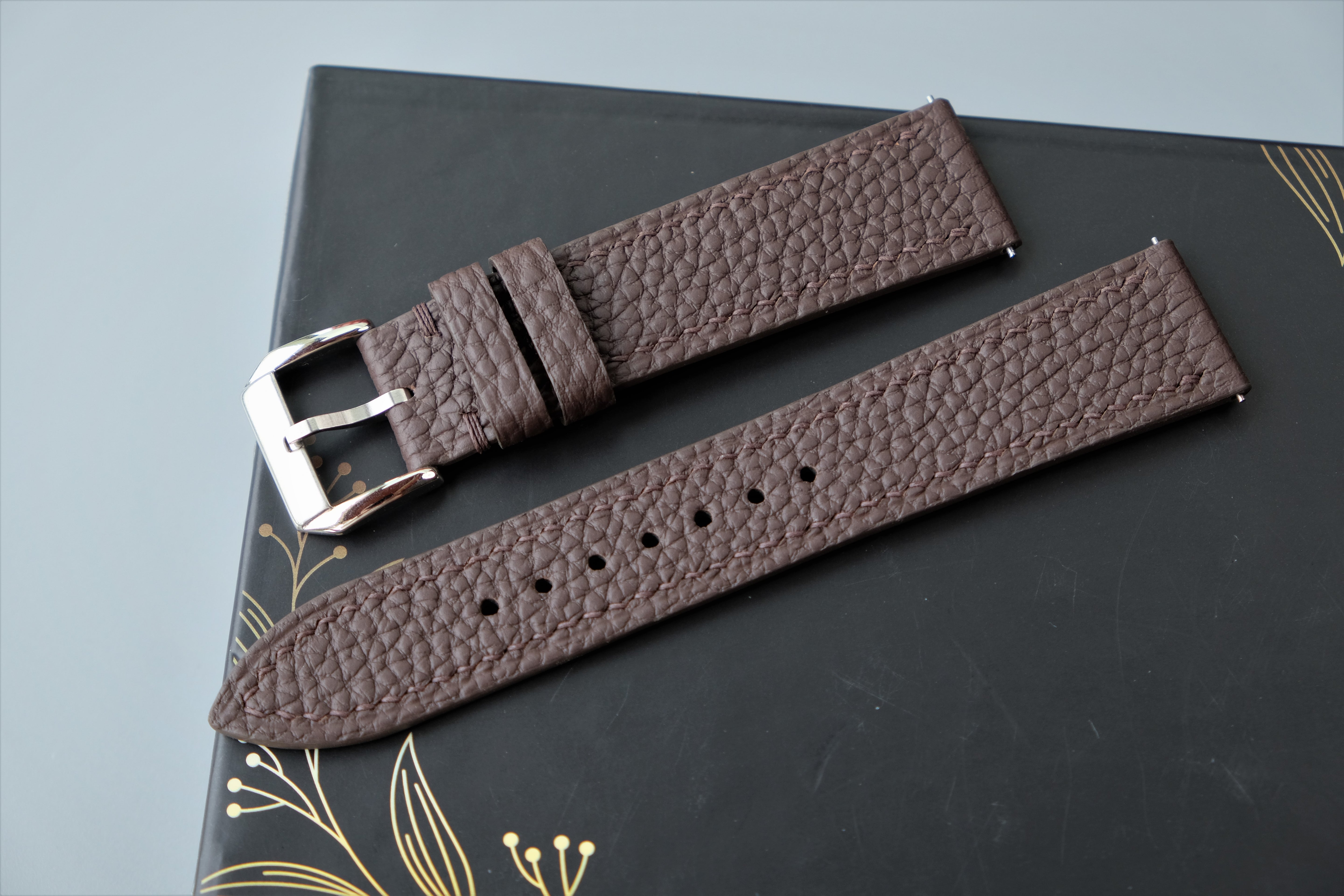 Chocolate Togo Leather Watch Strap