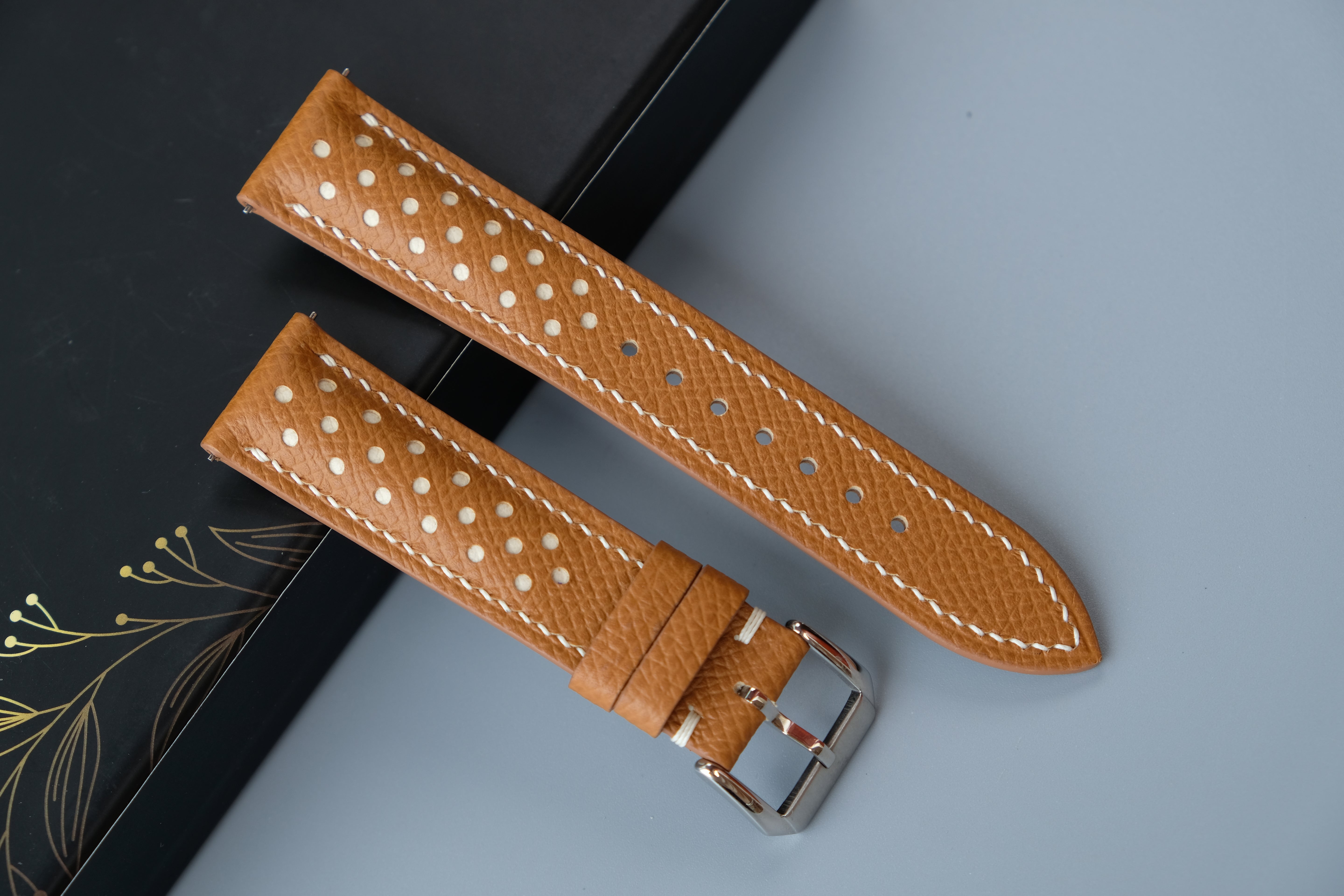 Gold Epsom Leather Watch Strap
