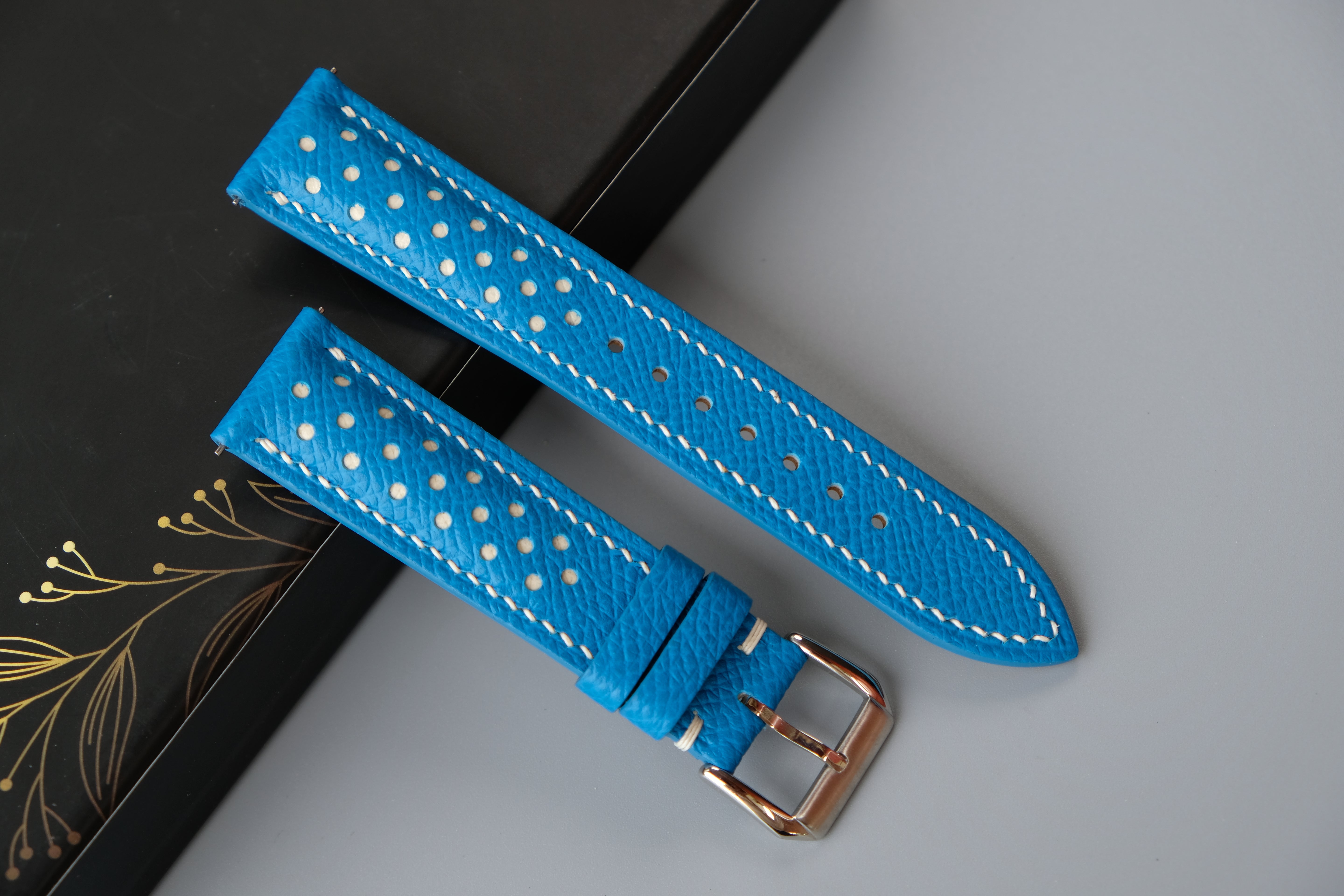 Light Blue Epsom Leather Watch Strap