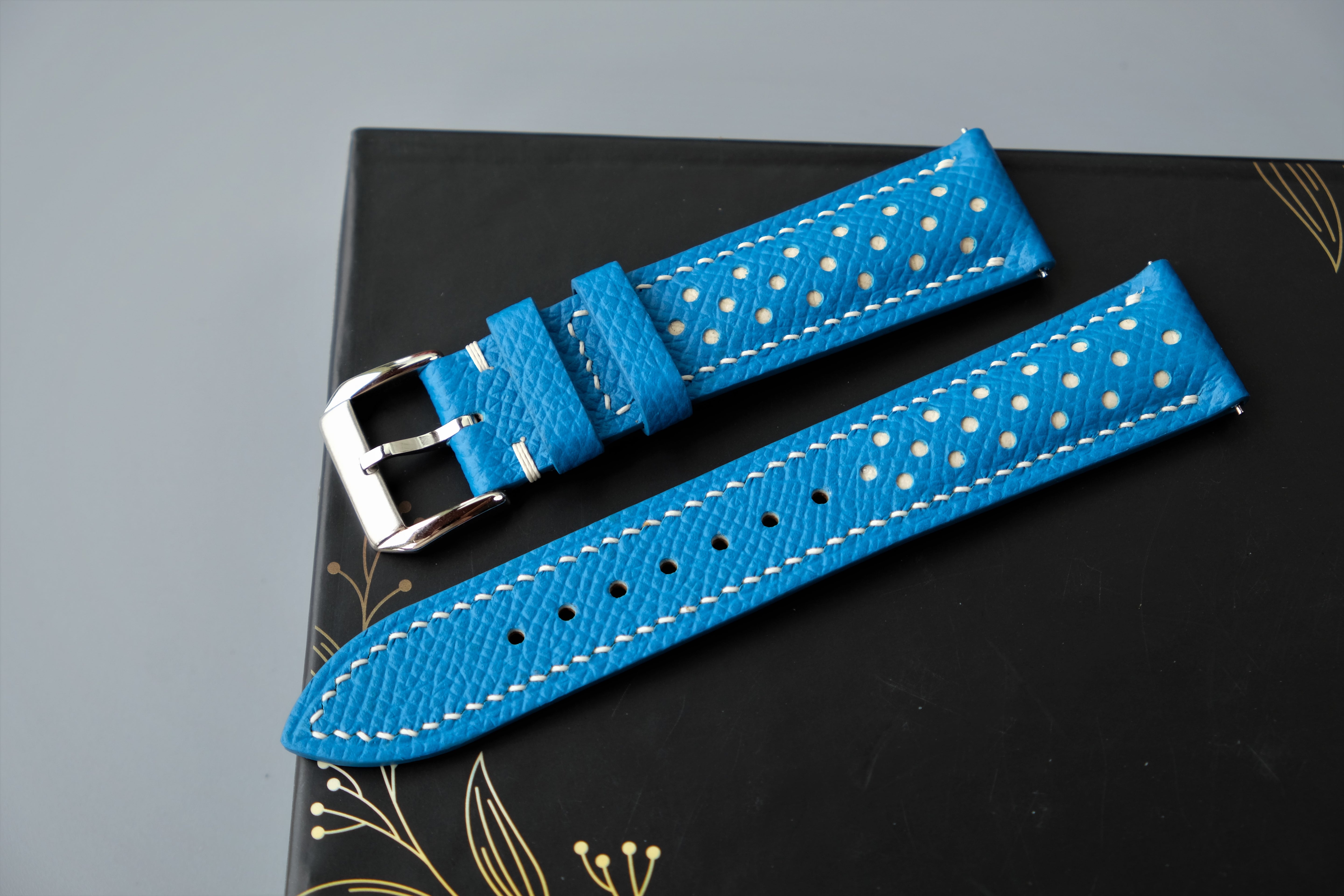 Light Blue Epsom Leather Watch Strap