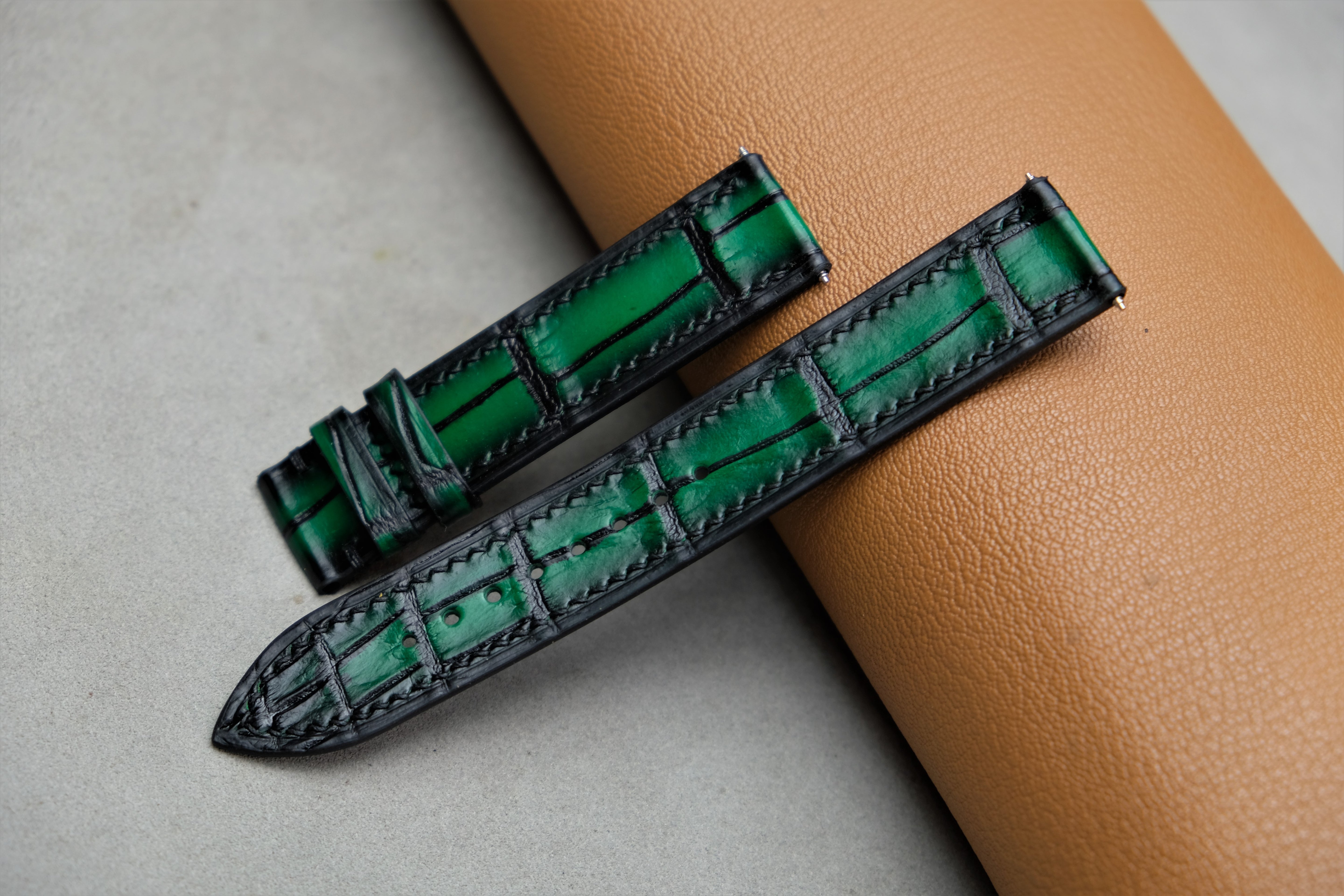 Patina Green Alligator Leather Watch Strap