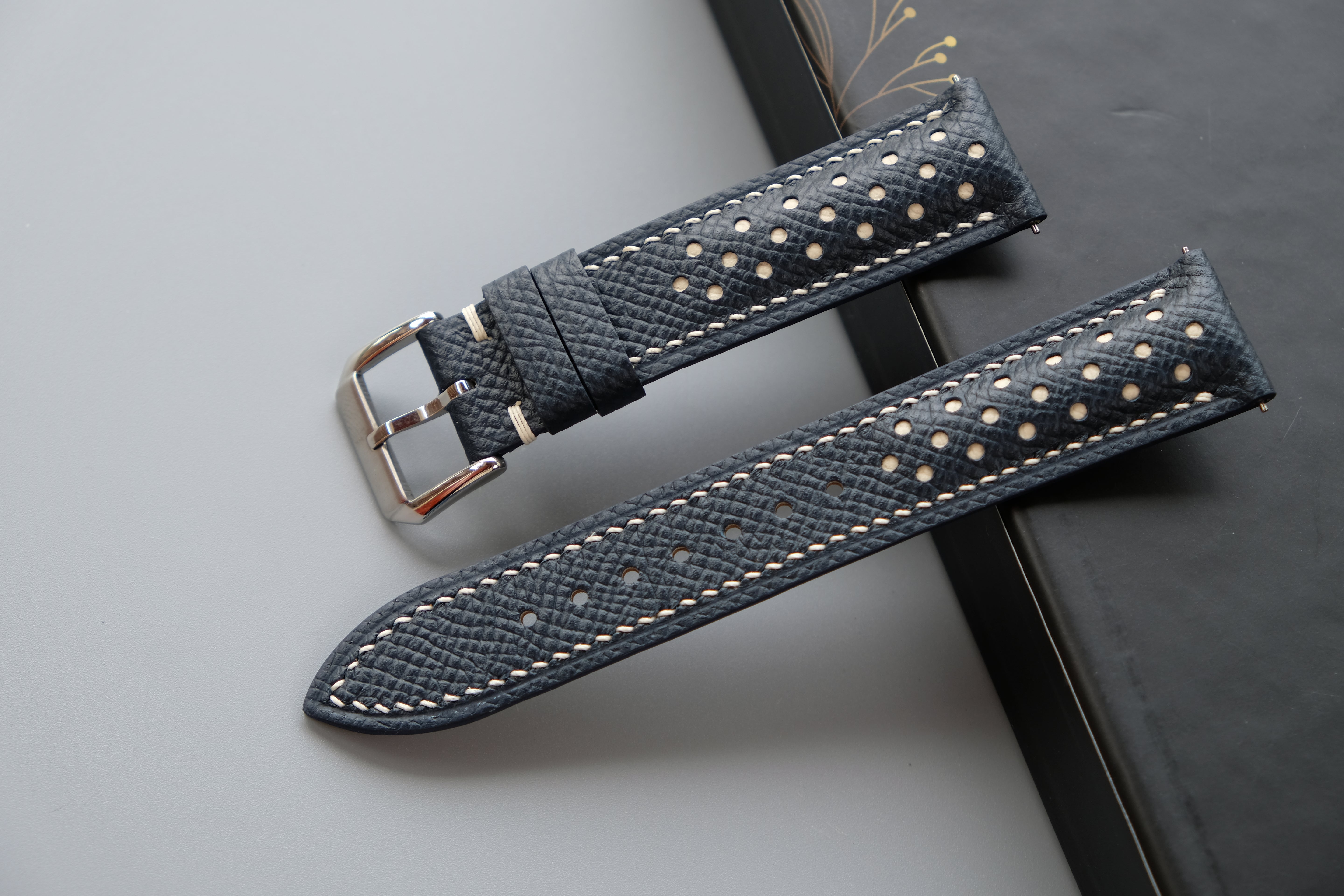 Dark Navy Epsom Leather Watch Strap