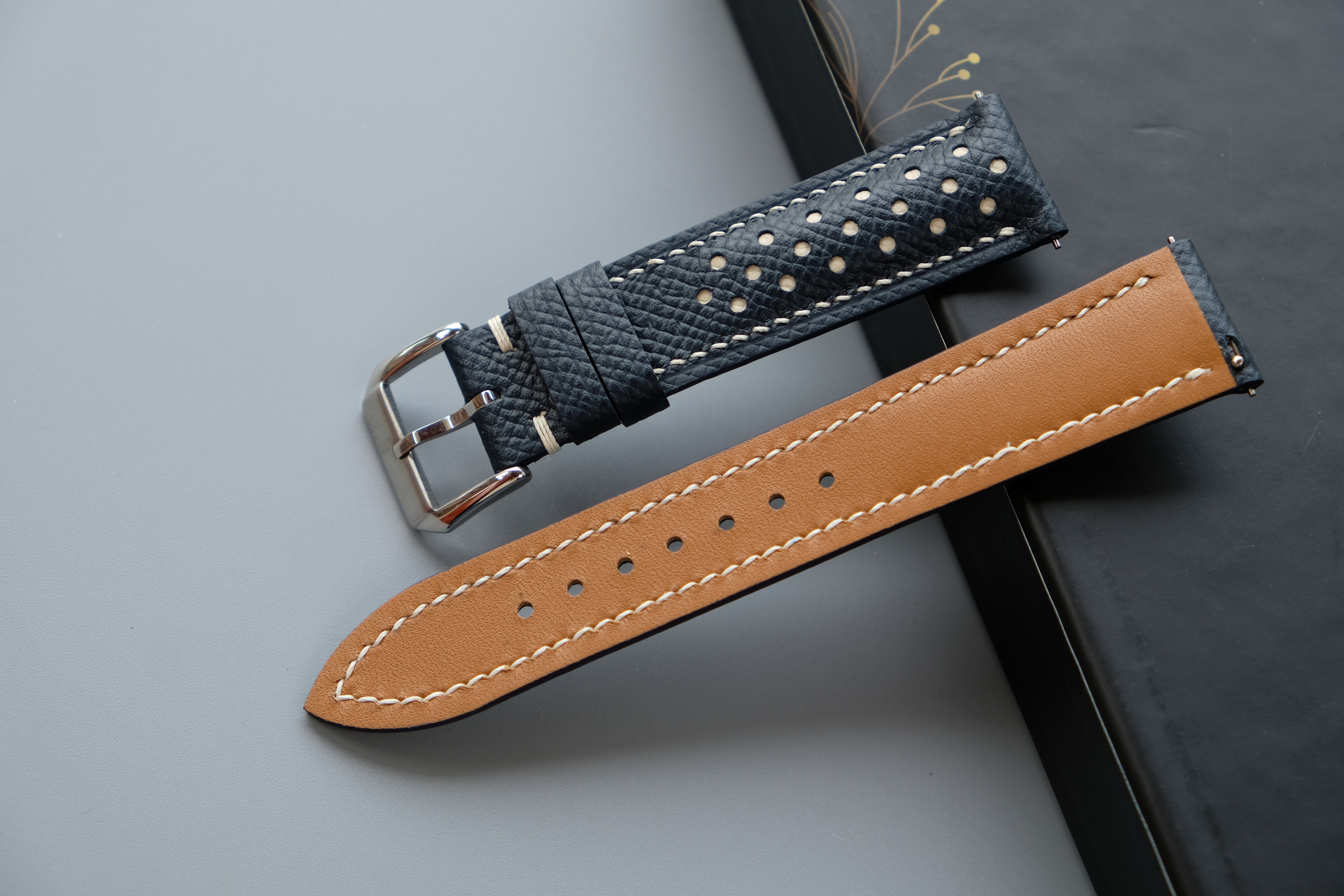 Dark Navy Epsom Leather Watch Strap