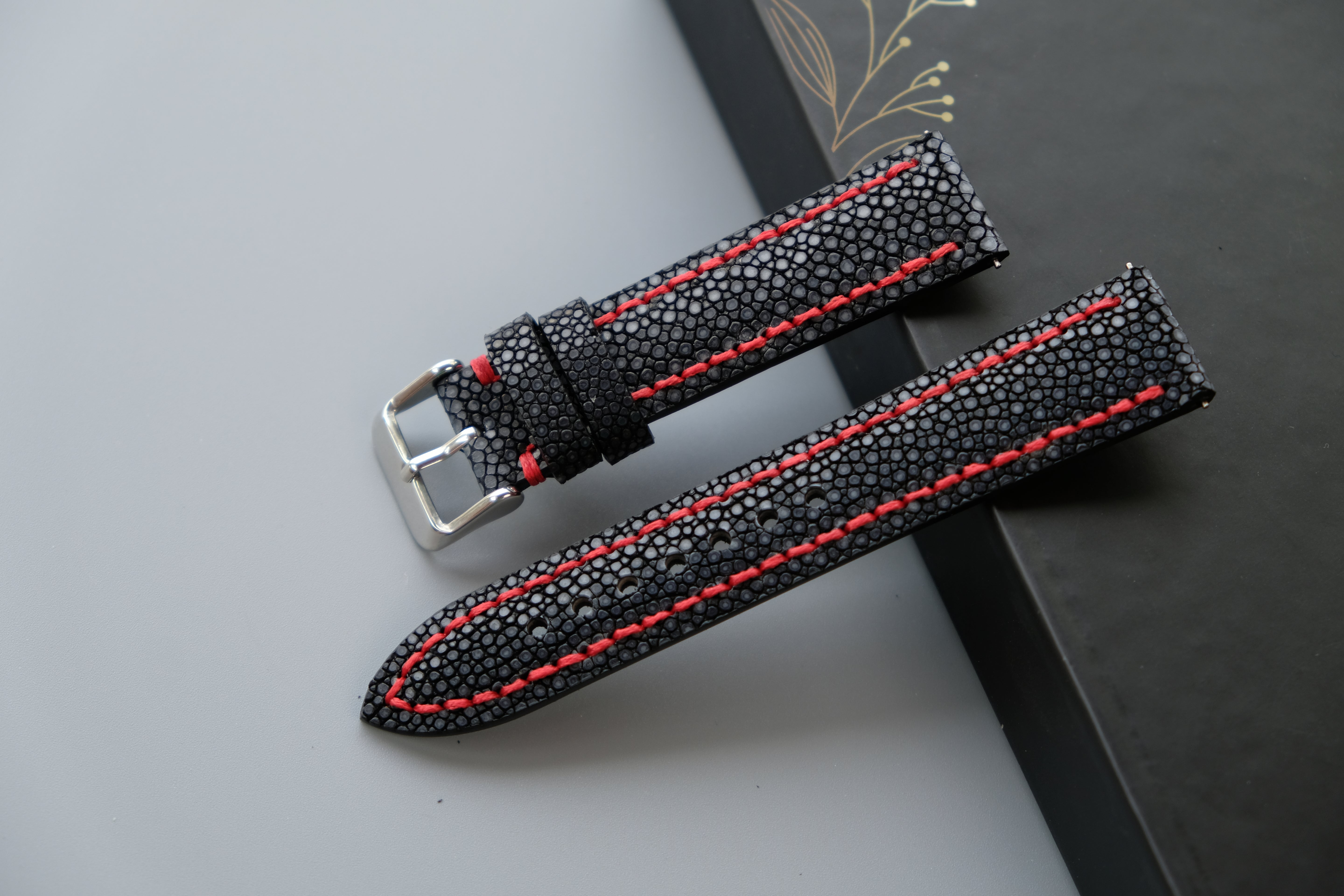 Black Stingray Leather Watch Strap