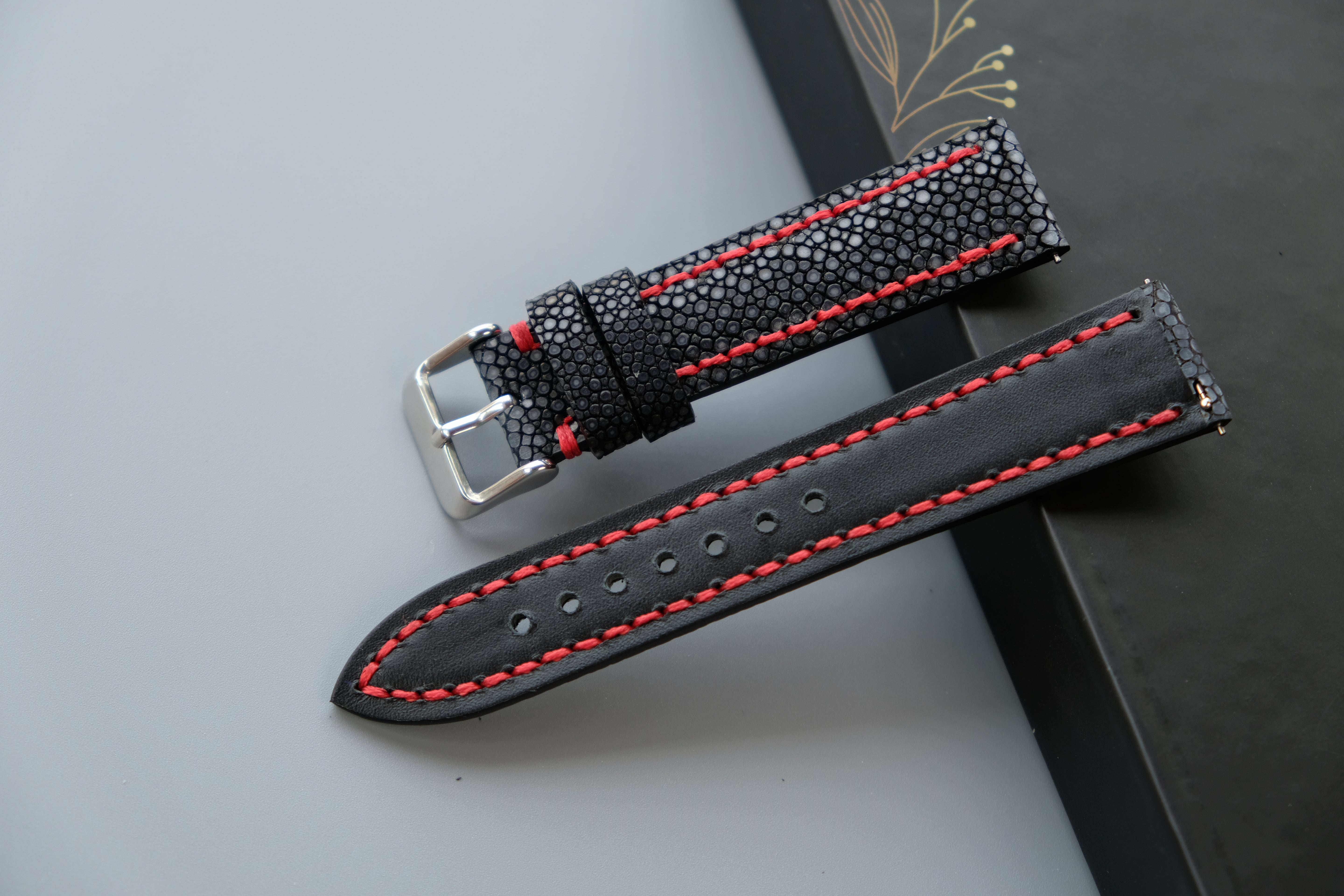 Black Stingray Leather Watch Strap