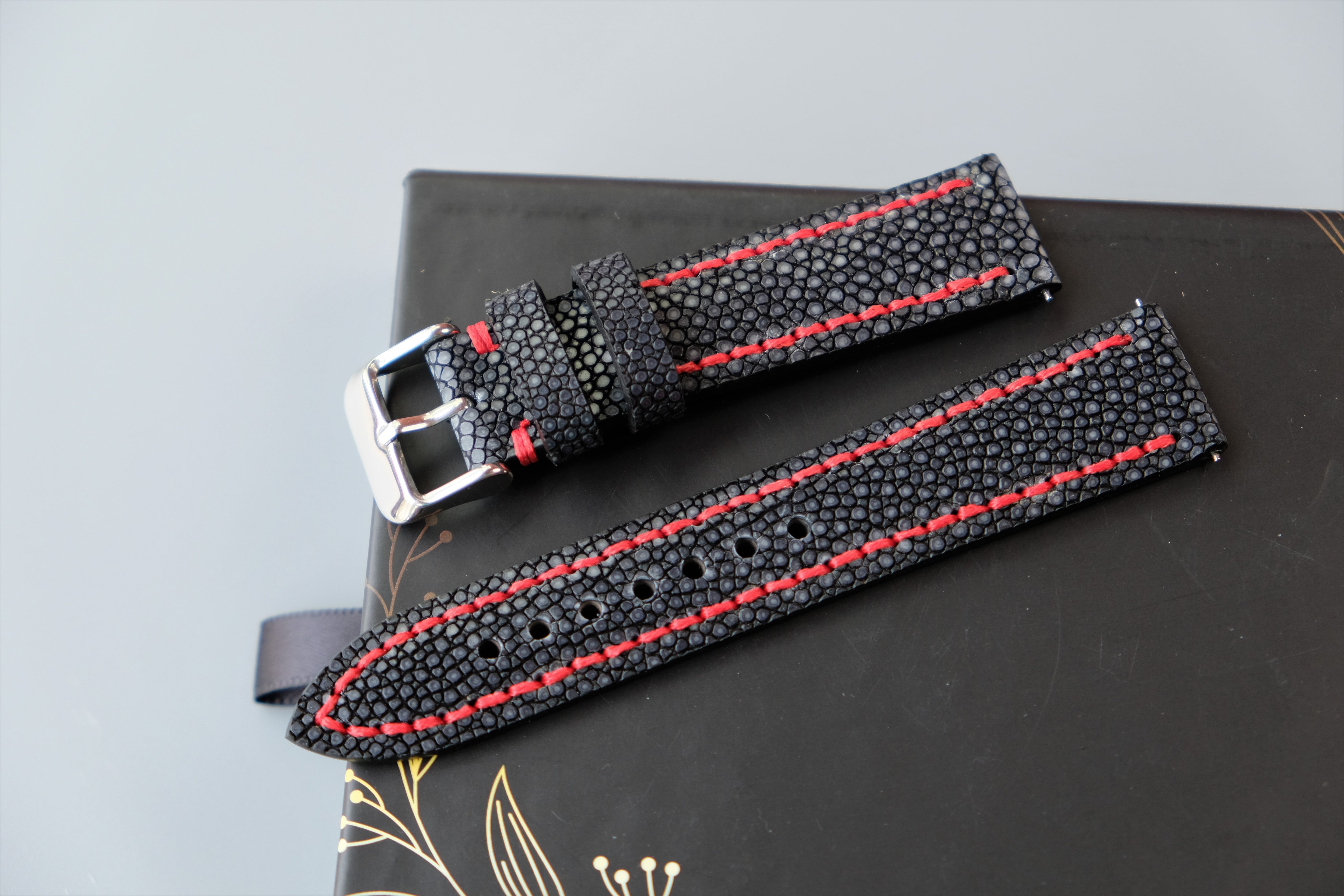Black Stingray Leather Watch Strap