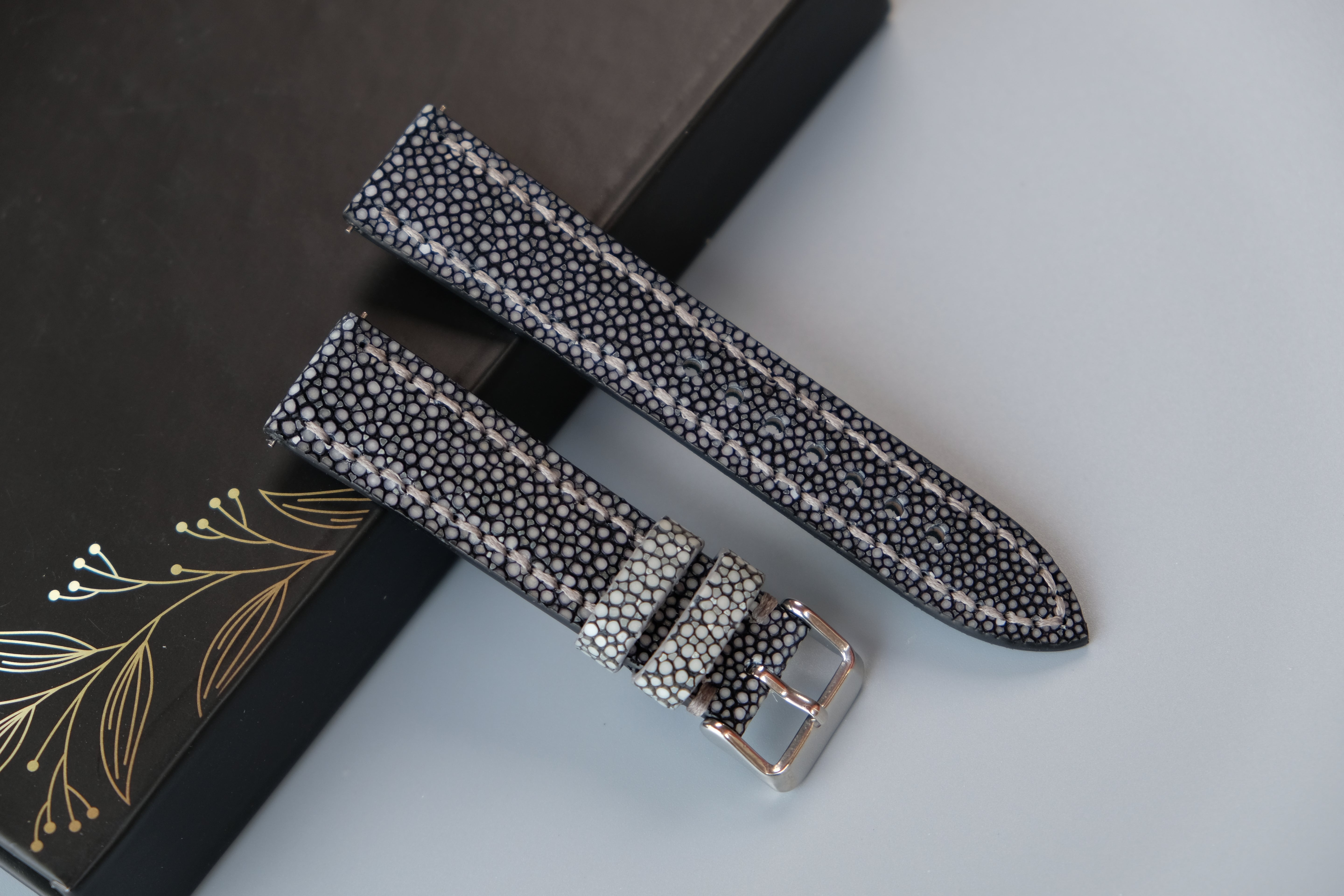 Black Stingray Leather Watch Strap