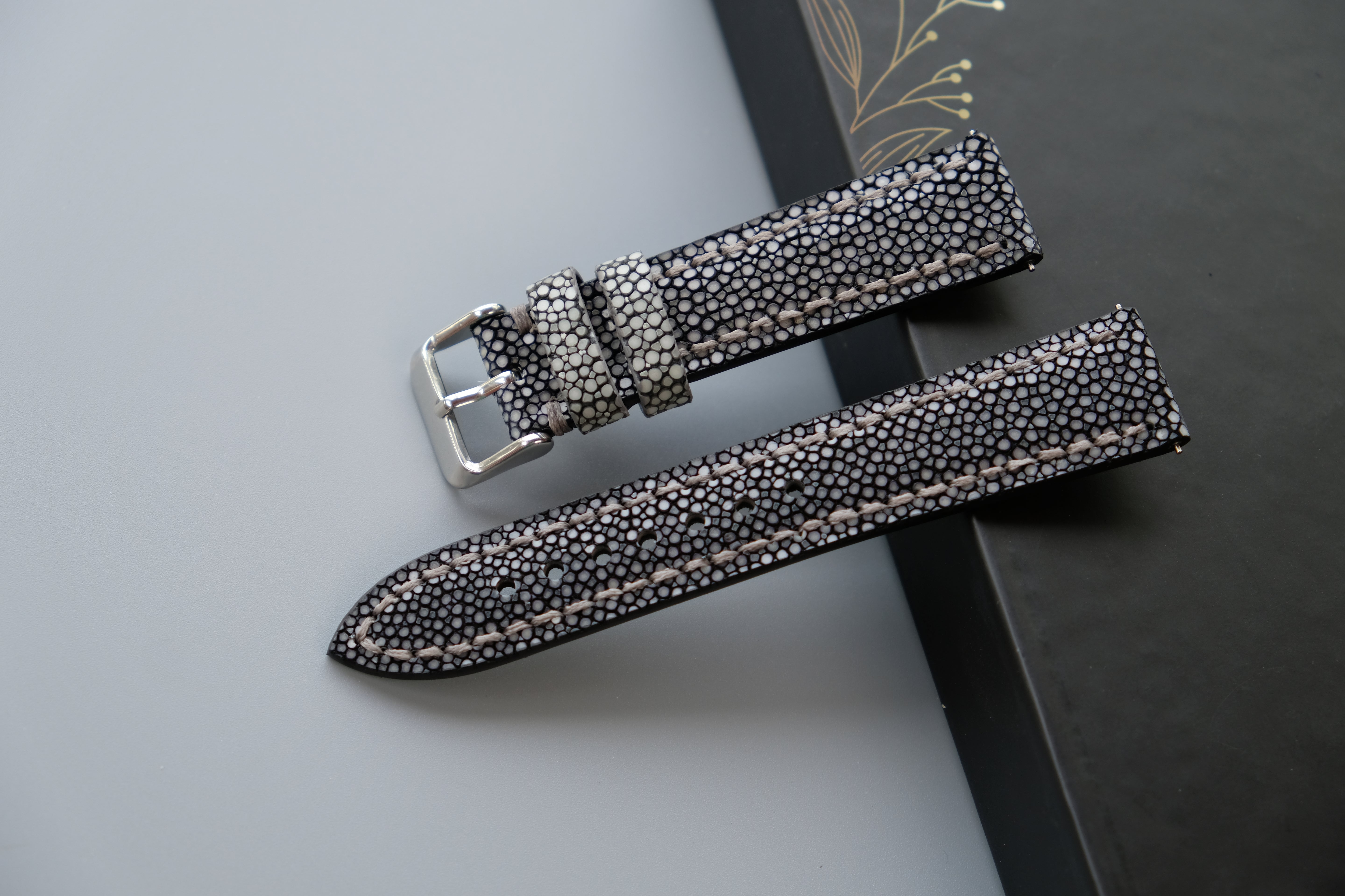 Black Stingray Leather Watch Strap