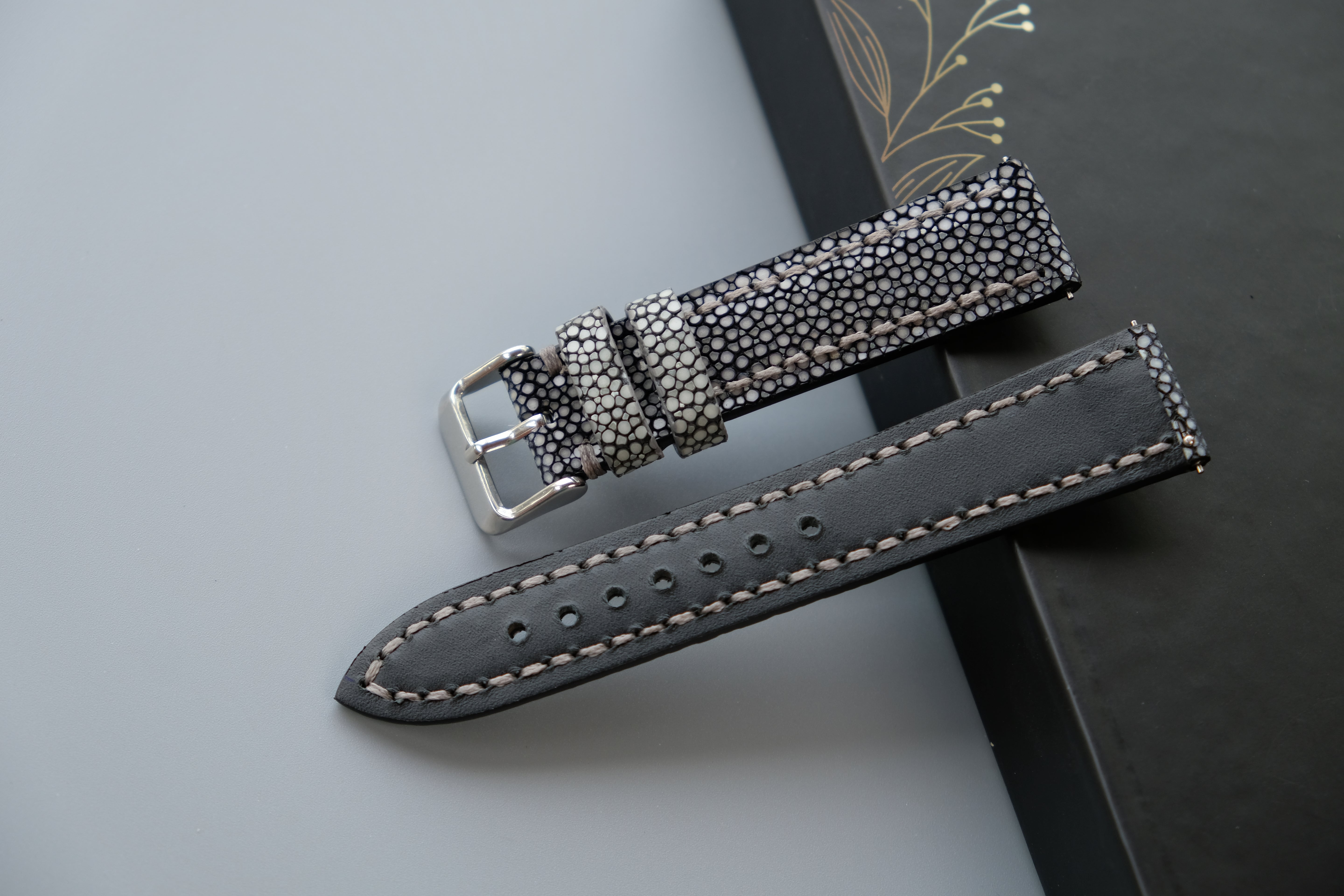 Black Stingray Leather Watch Strap