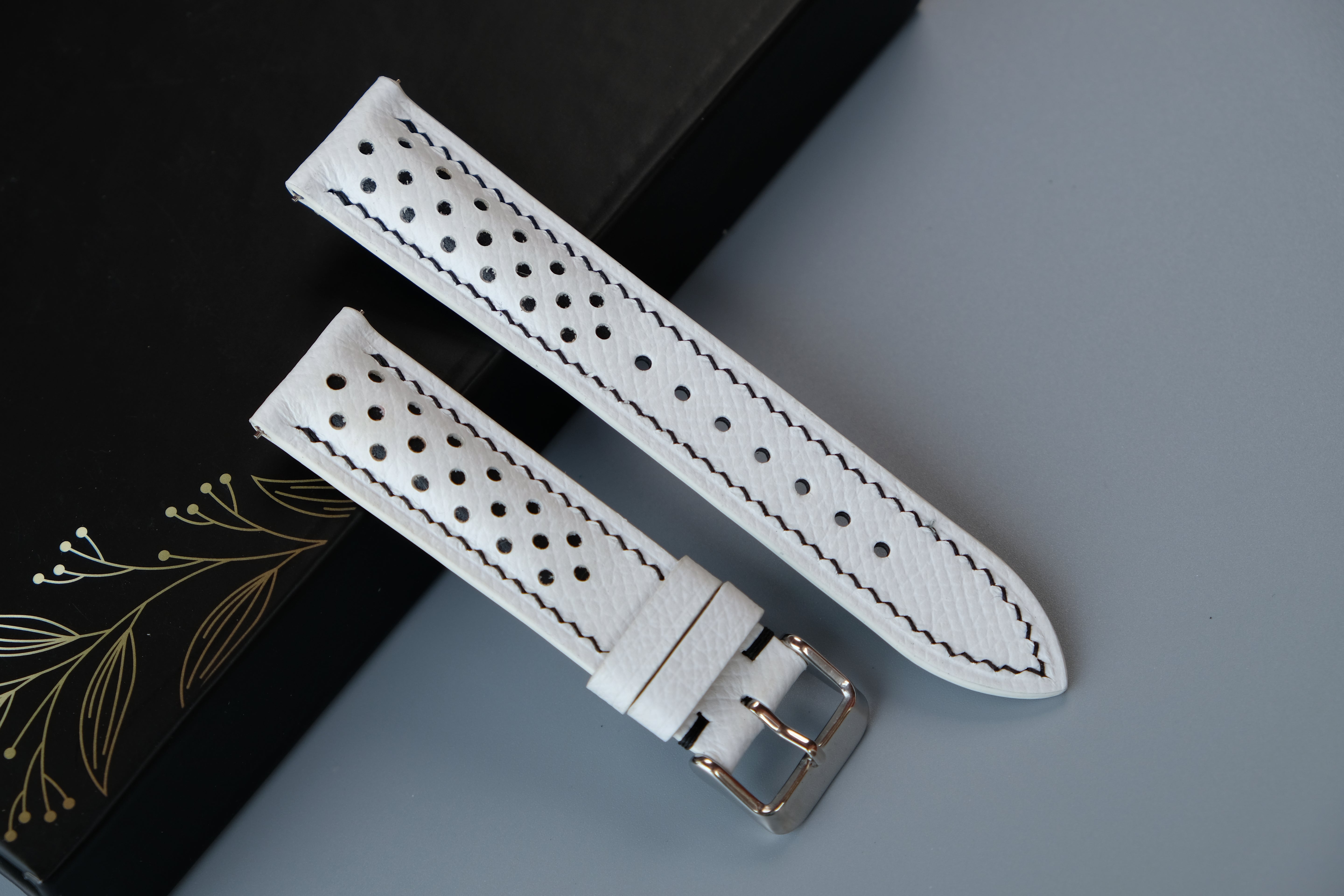 Rally White Epsom Leather Watch Strap