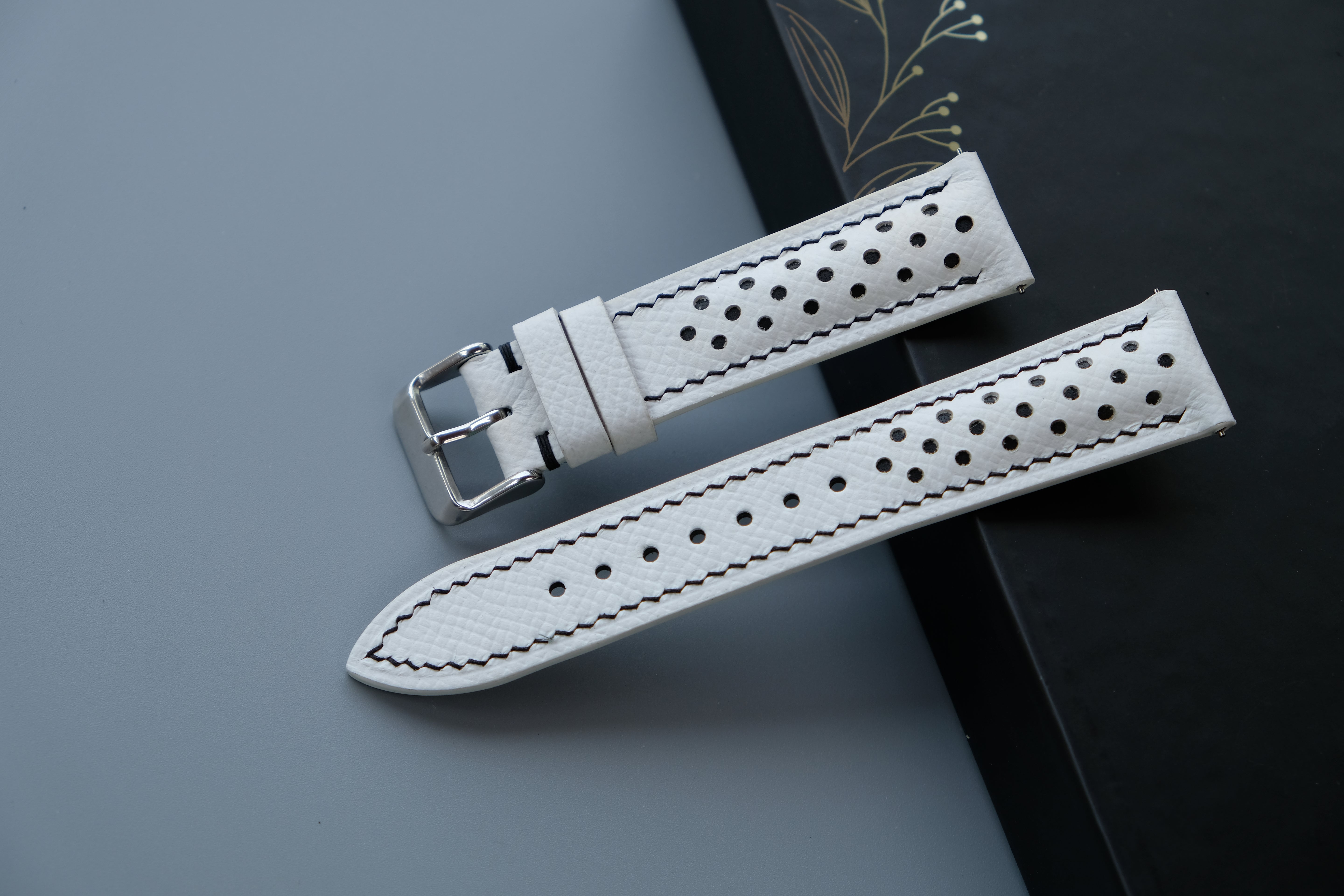 Rally White Epsom Leather Watch Strap
