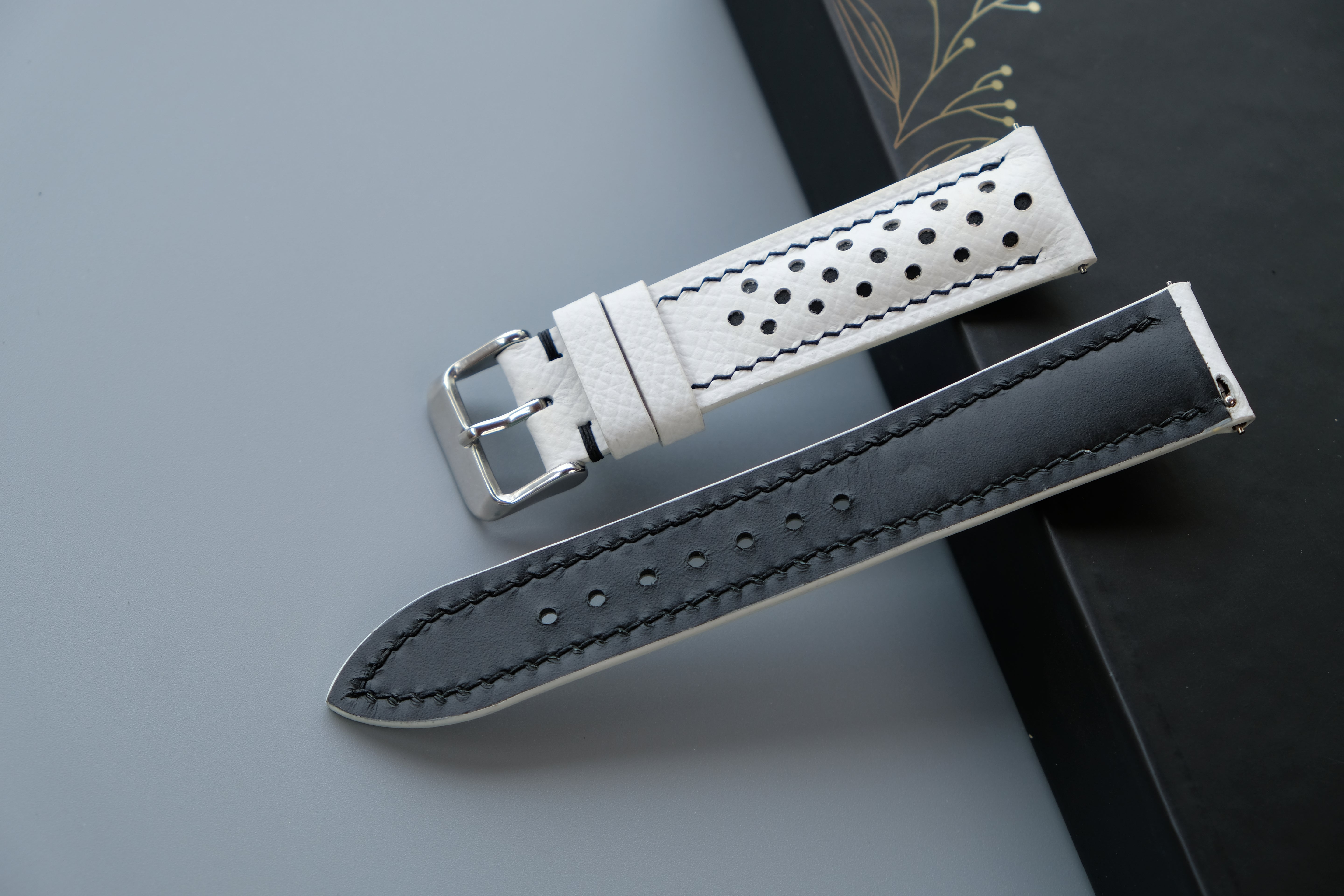 Rally White Epsom Leather Watch Strap