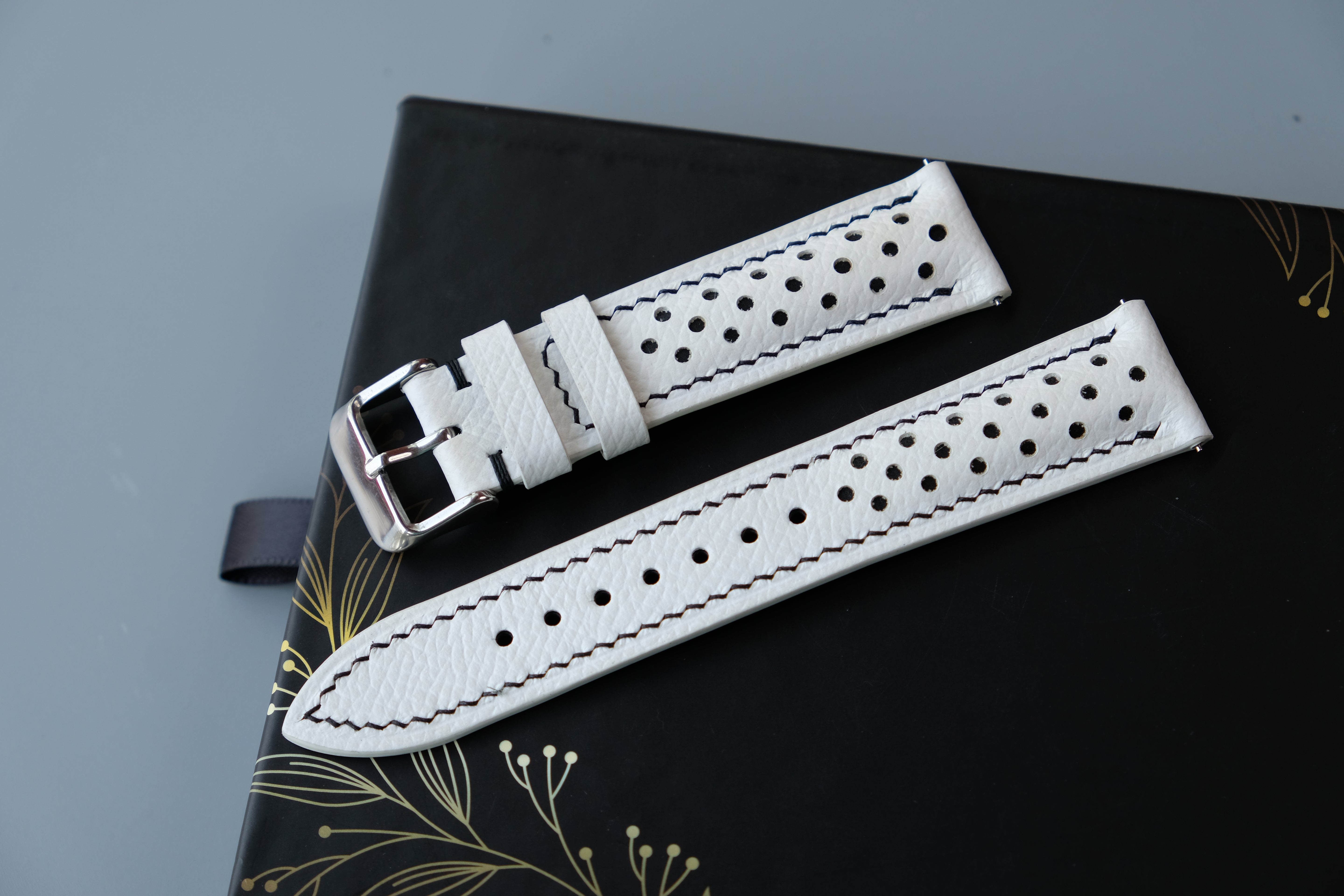 Rally White Epsom Leather Watch Strap