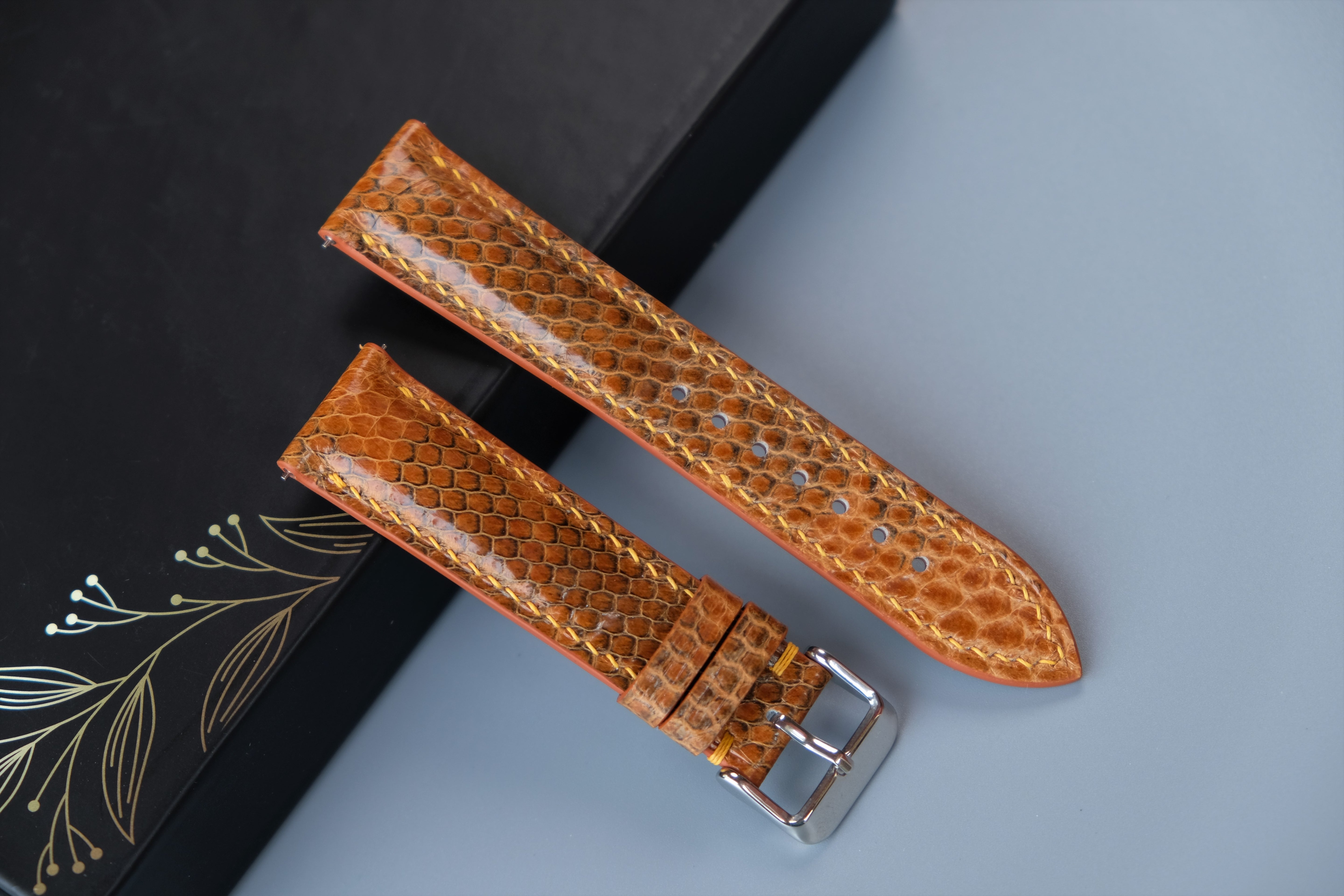 Custom Gold Snakeskin Watch Strap | Handmade Leather Band | 12mm–26mm