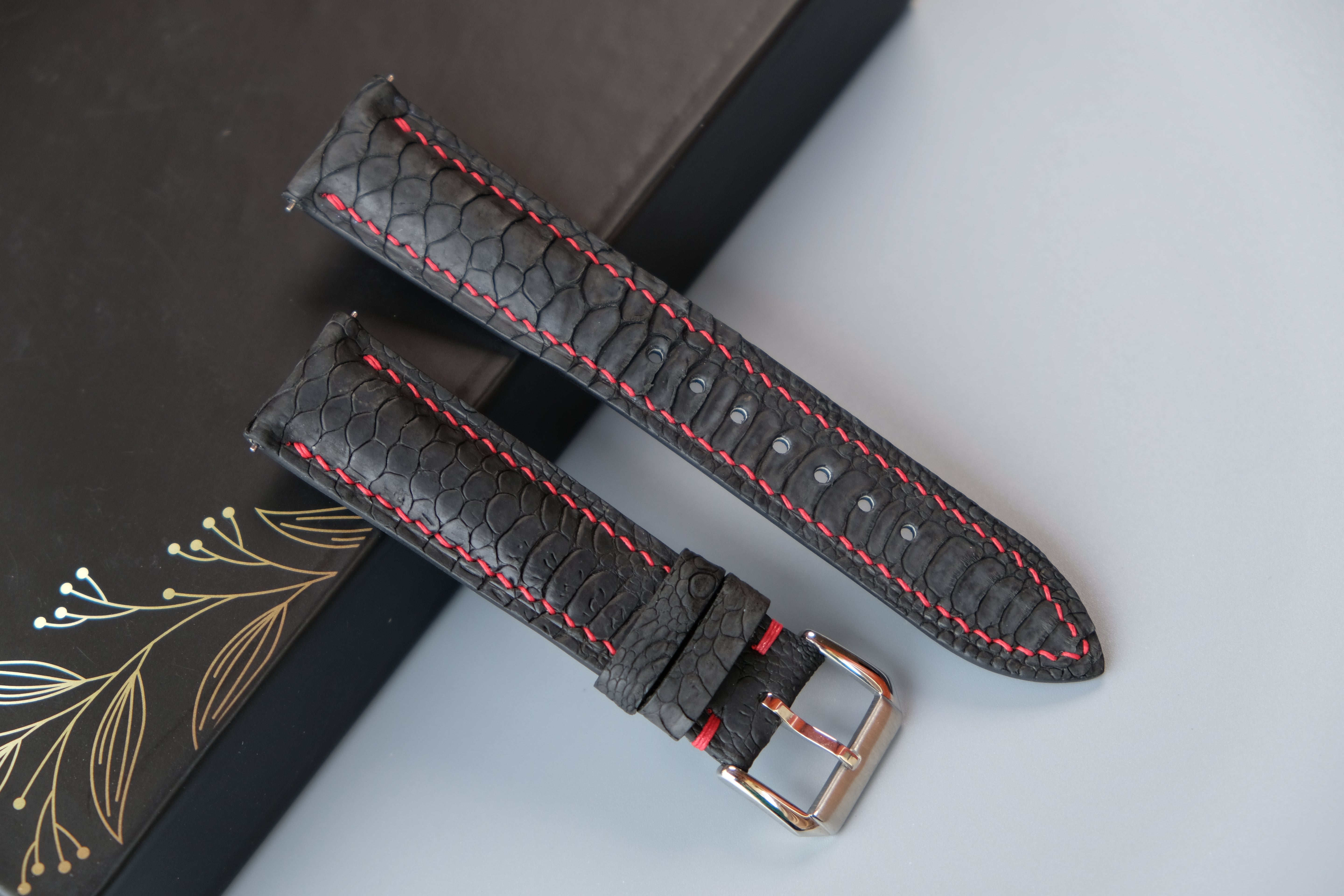 Black Chicken feet Leather Watch Strap – Custom Sizes 10mm to 26mm