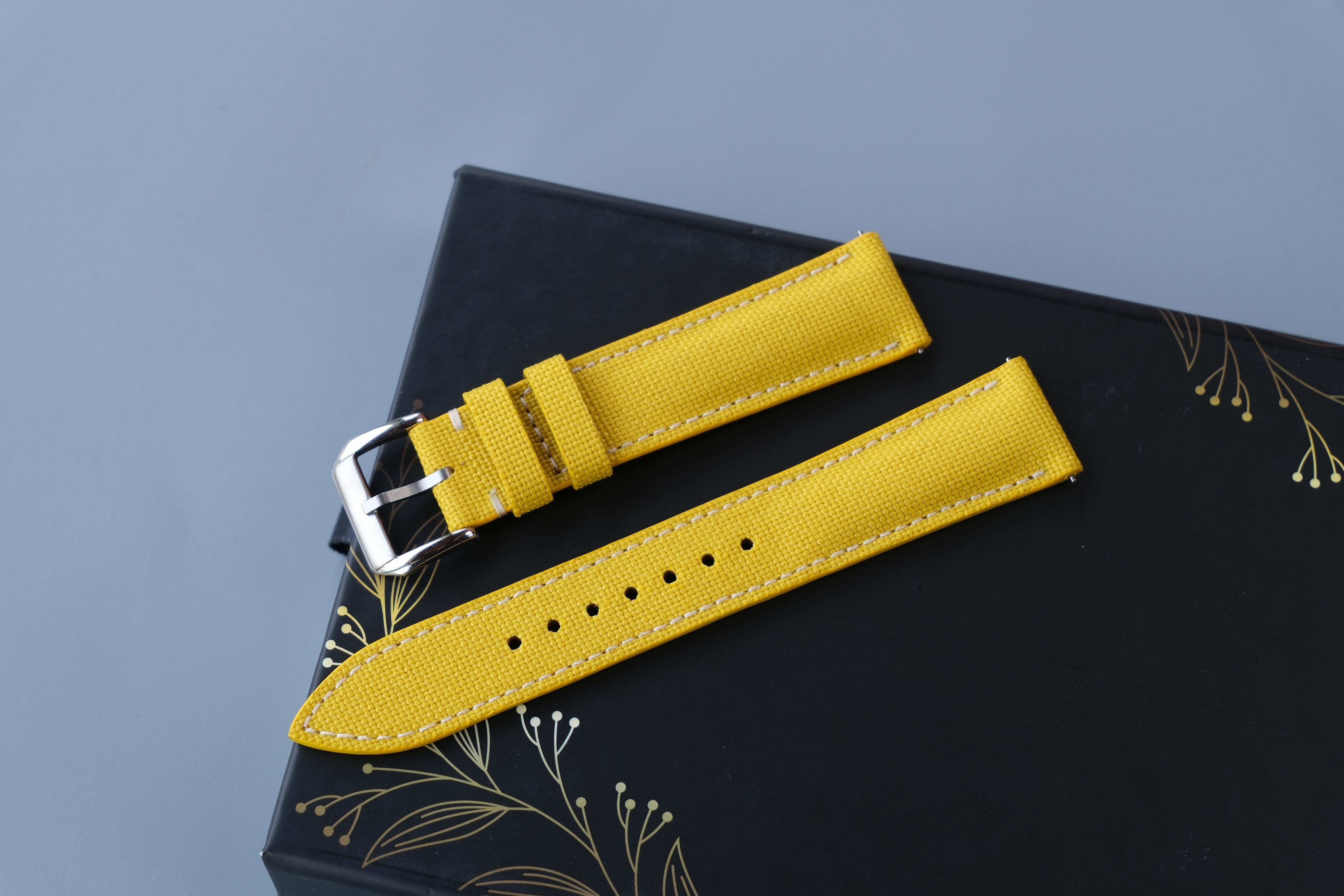 Handmade Yellow Fabric Watch Strap: Custom Sizes 12mm to 26mm