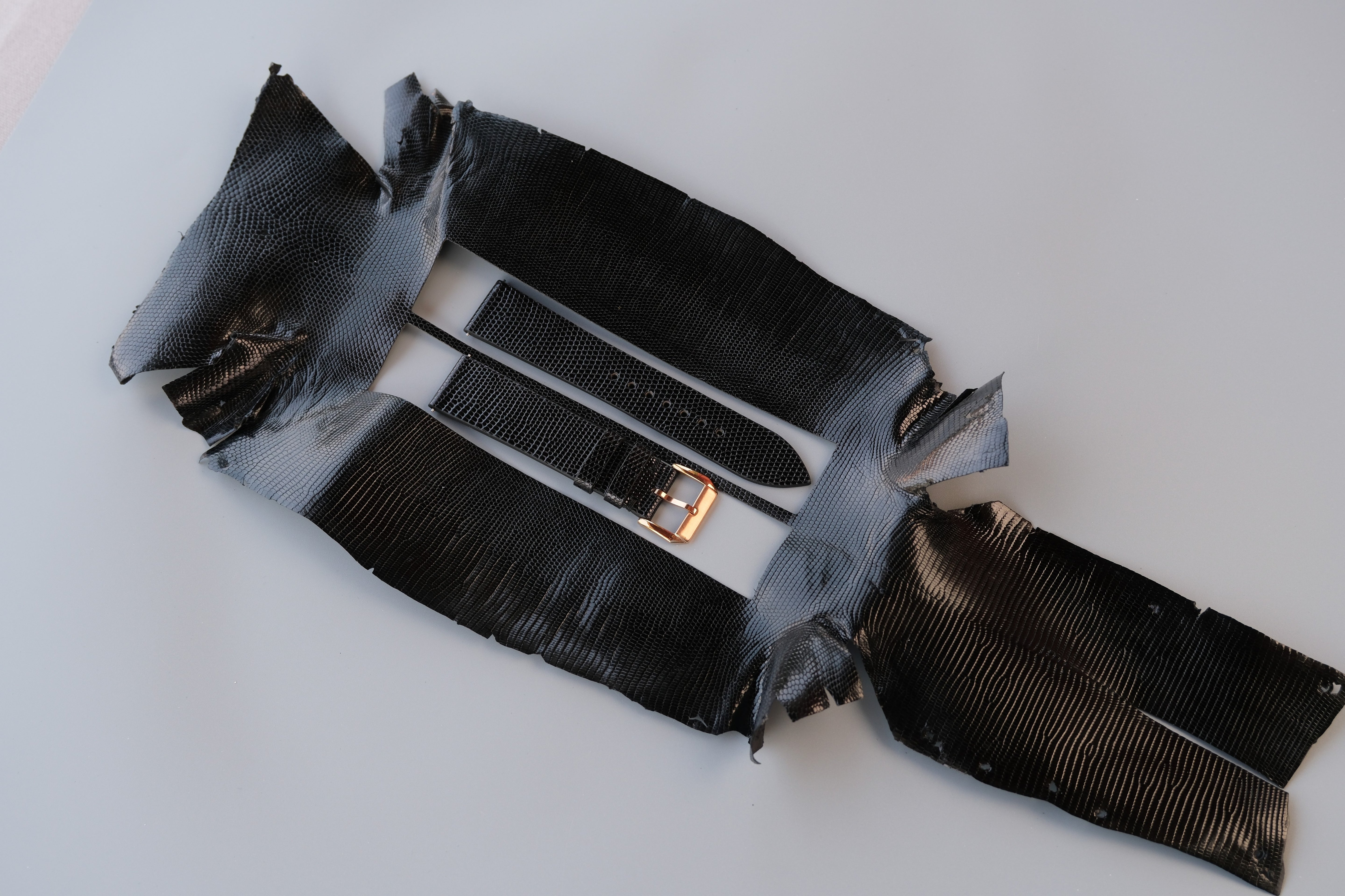 Slim Black Lizard Leather Watch Strap