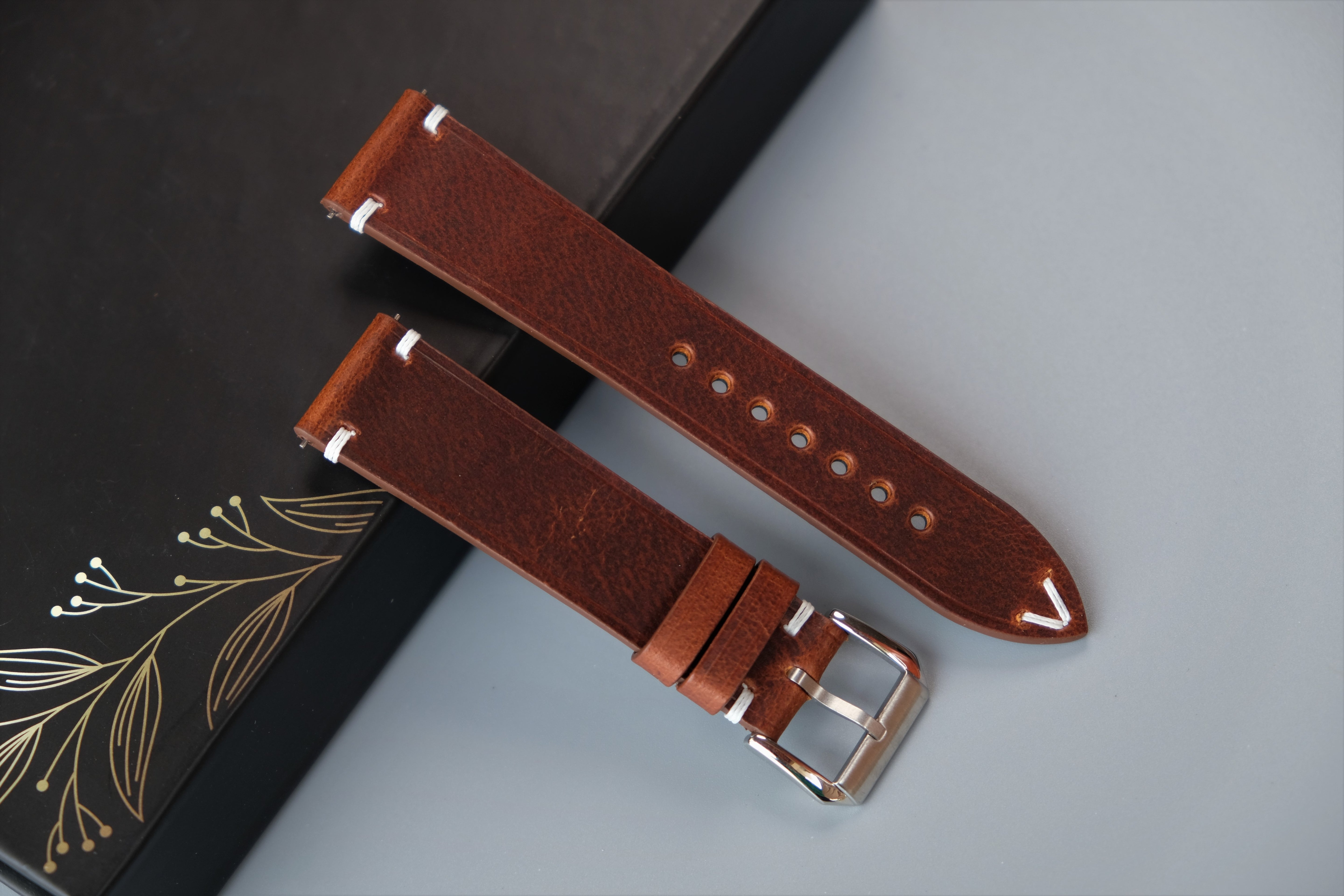 Brown Calfskin Leather Watch Strap – Custom Sizes 10mm to 26mm