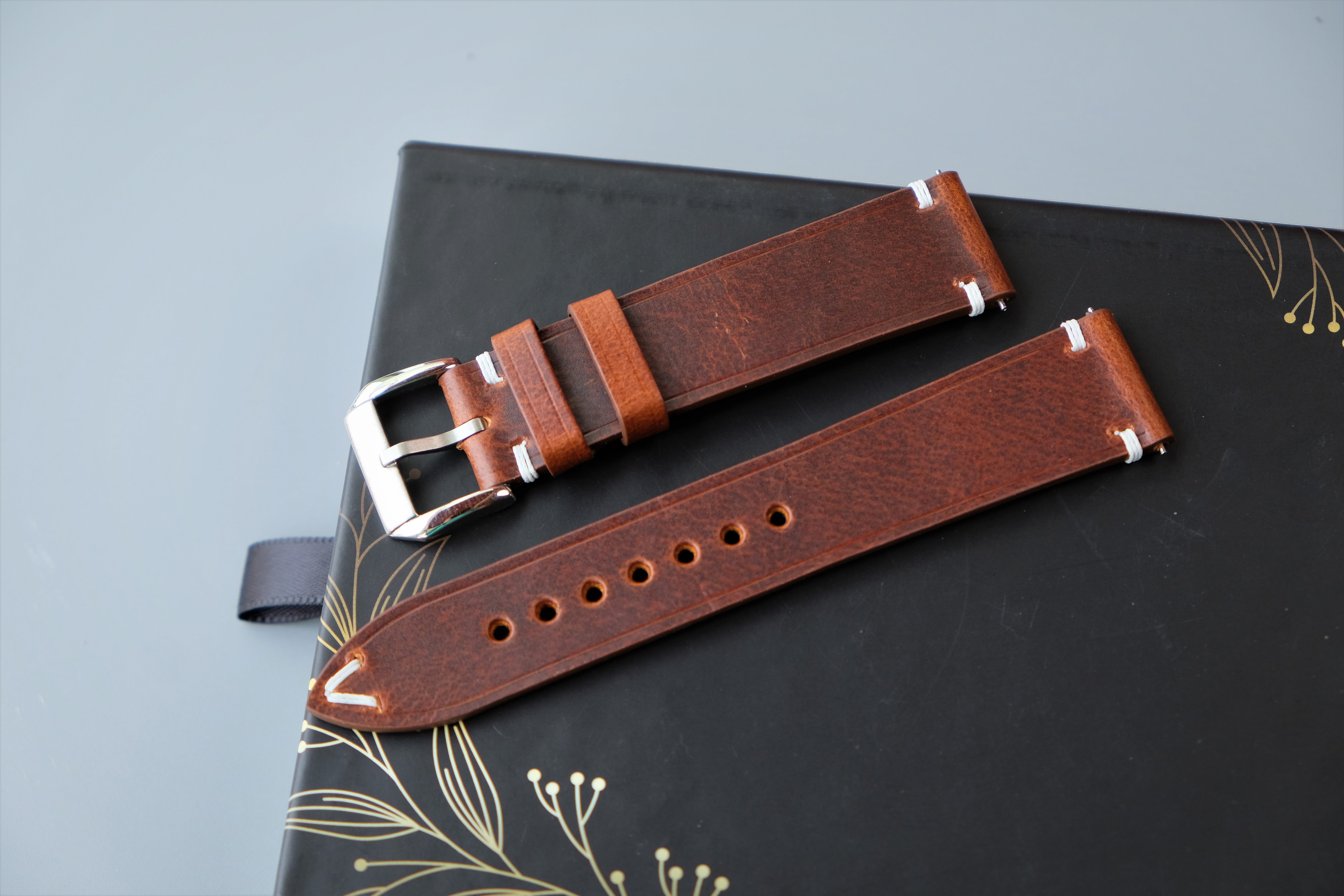 Brown Calfskin Leather Watch Strap – Custom Sizes 10mm to 26mm