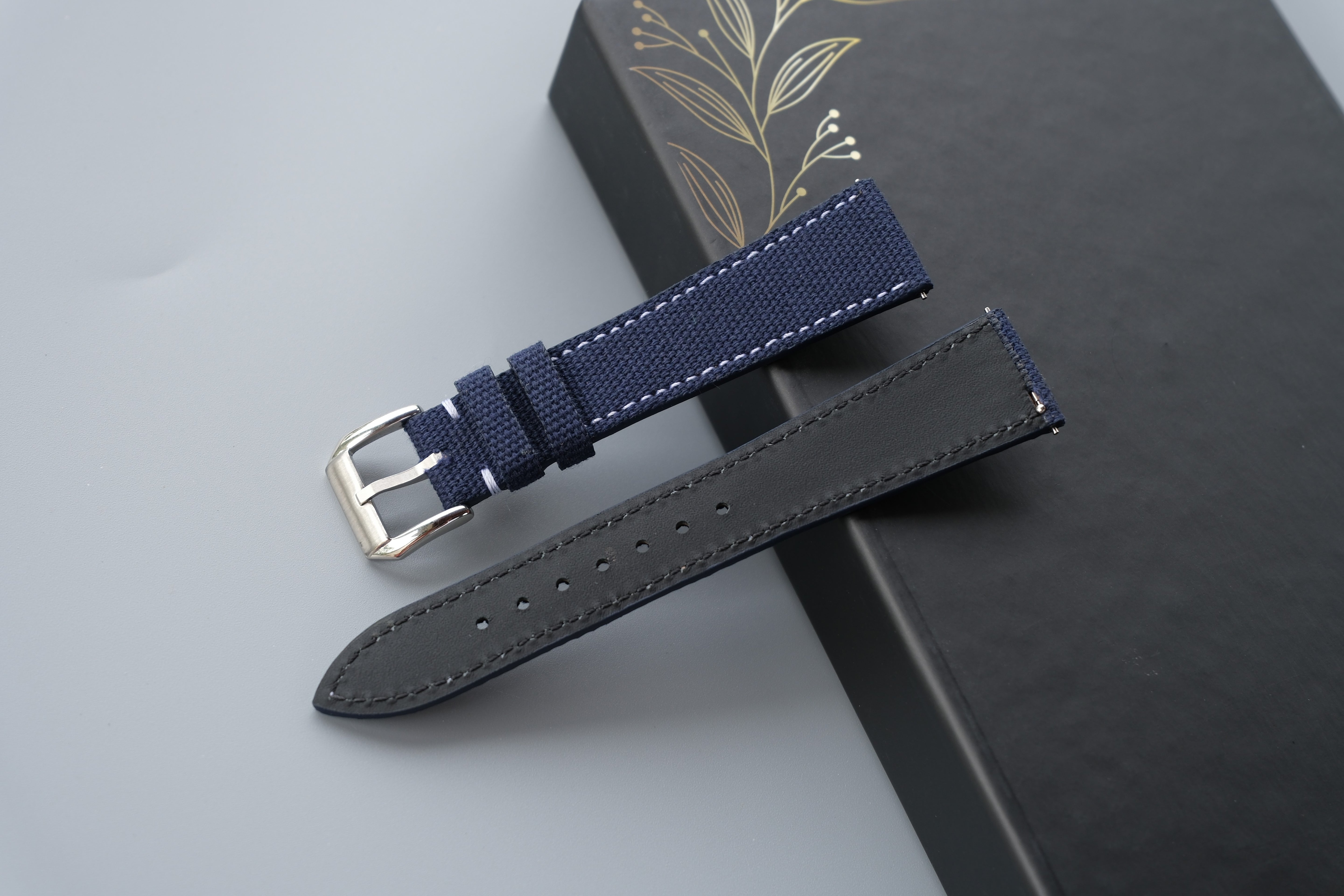 Slim Dark Blue Canvas Watch Strap