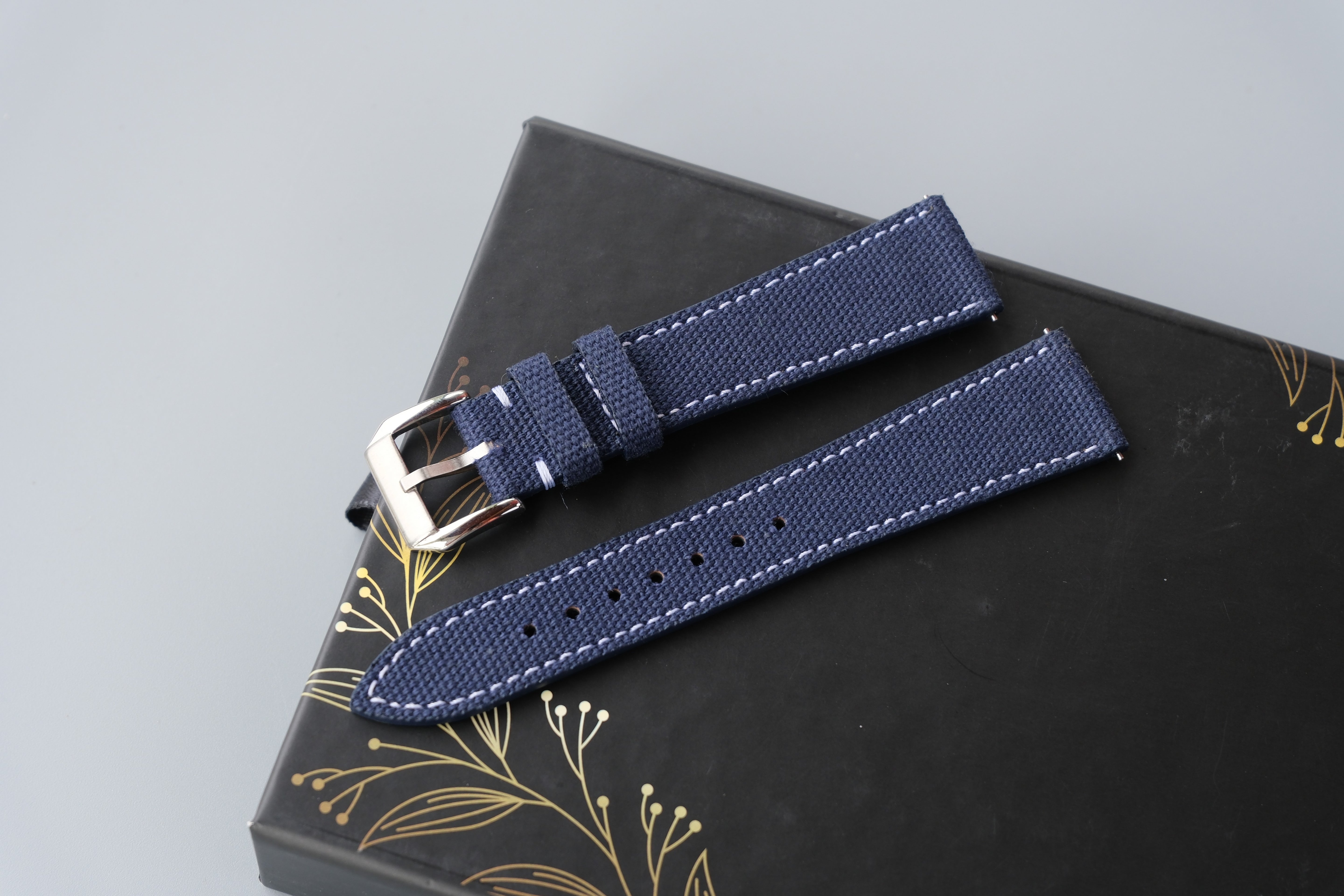 Slim Dark Blue Canvas Watch Strap