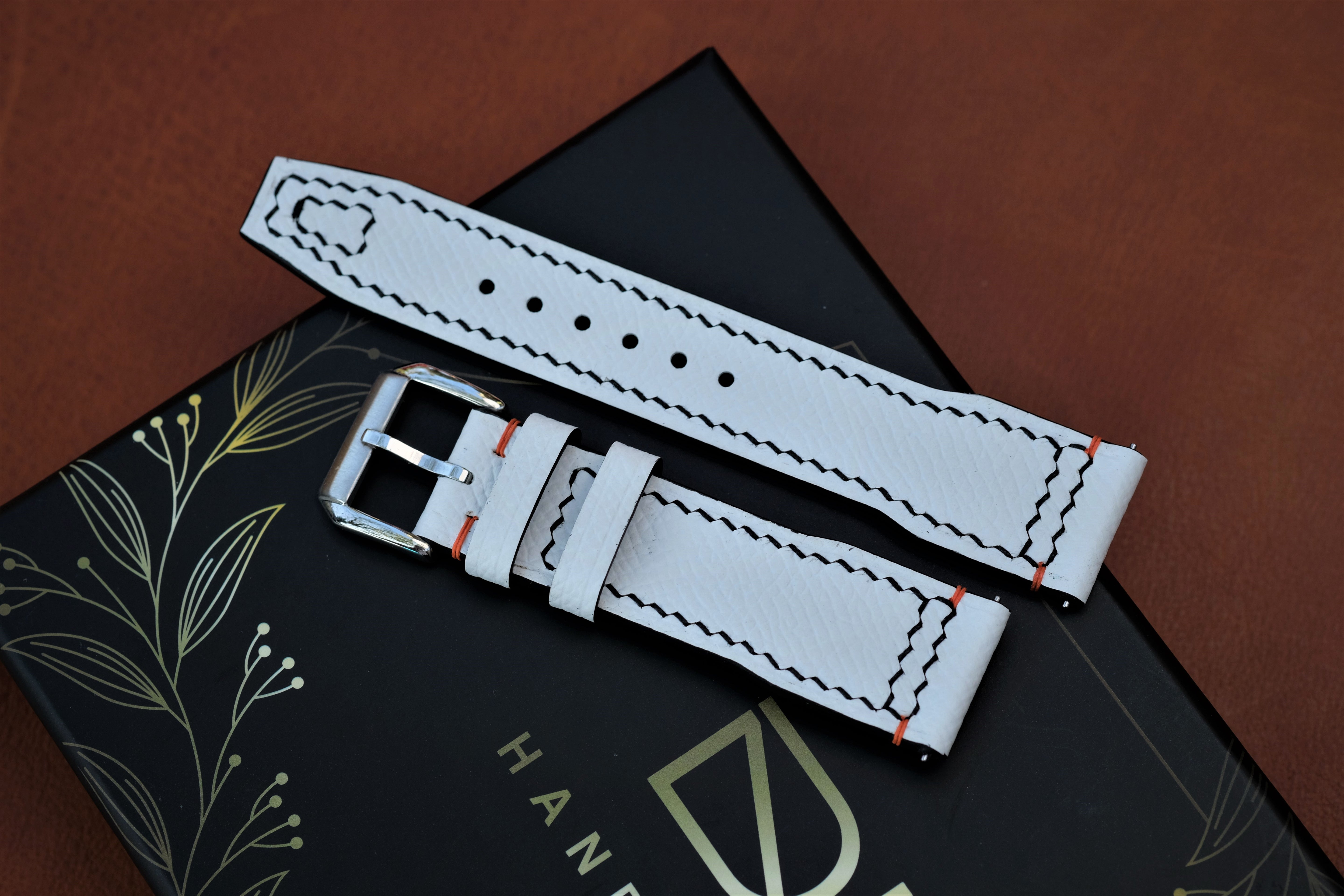 White Epsom Leather Watch Strap