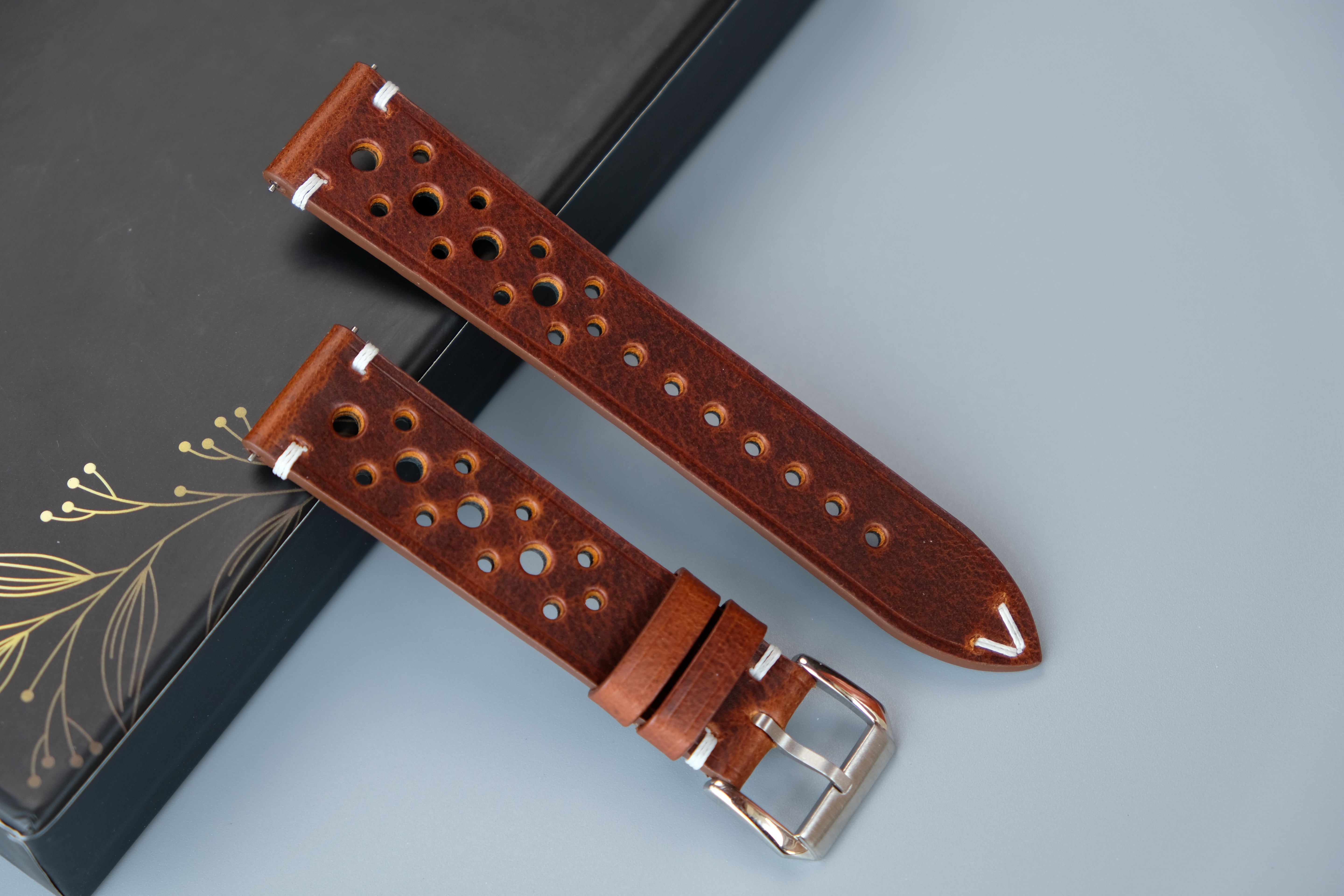 Rally Brown Calfskin Leather Watch Strap